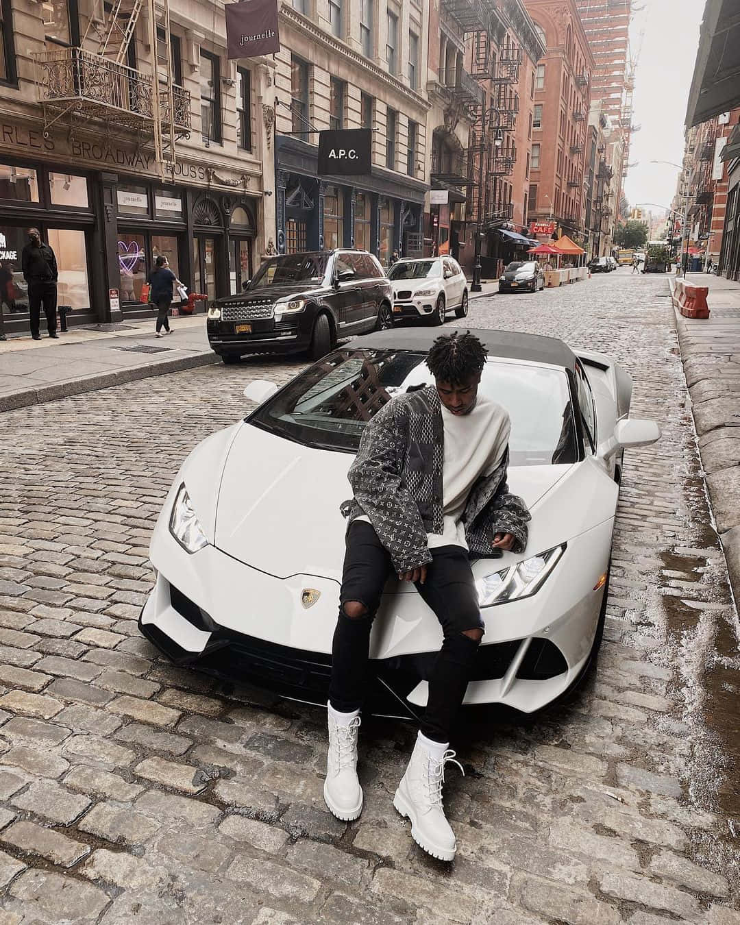 Prettyboyfredo, white Lamborghini, white boots, HD Phone Wallpaper