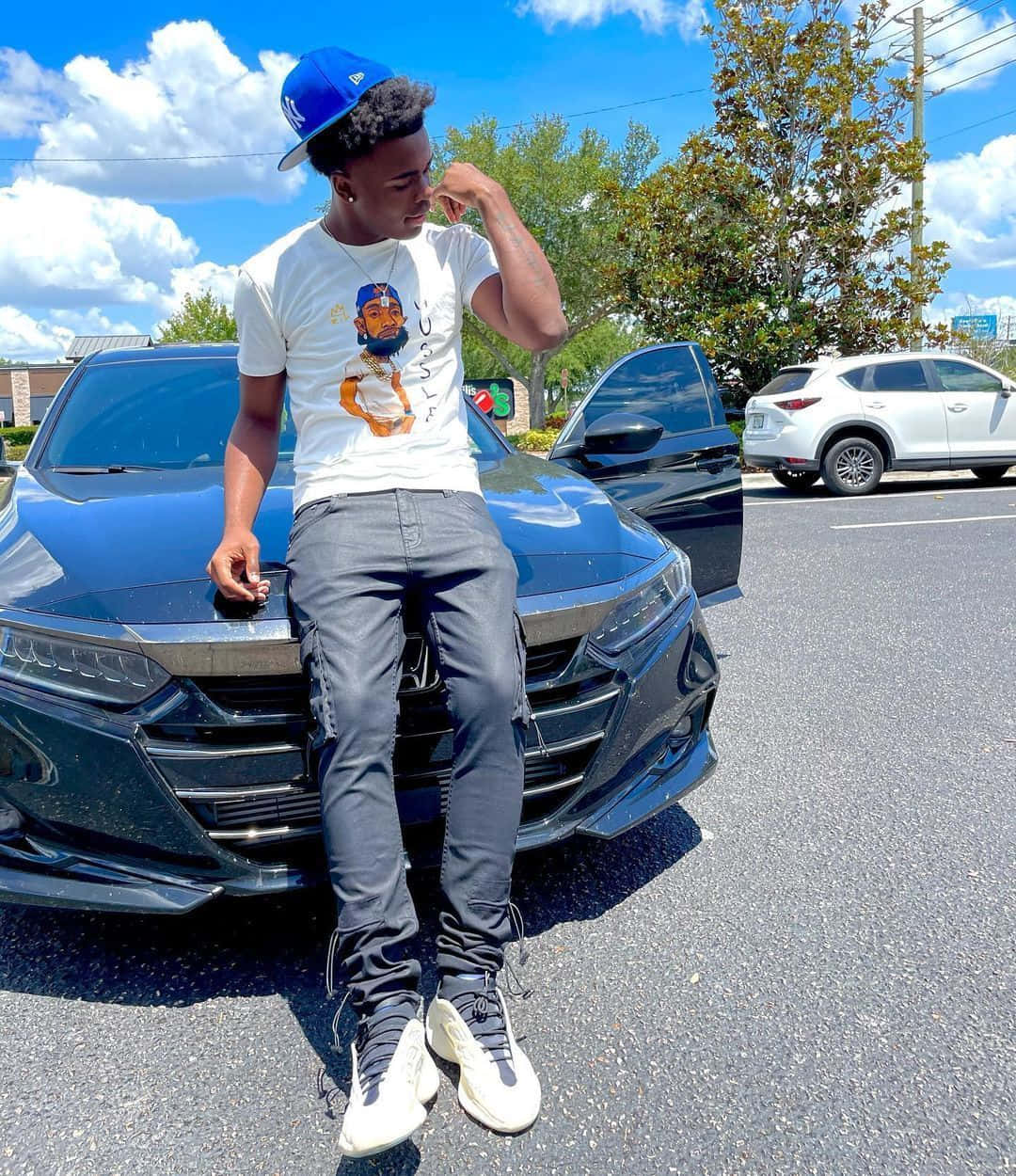 prettyboyfredo, black car, blue cap, SD Phone Wallpaper