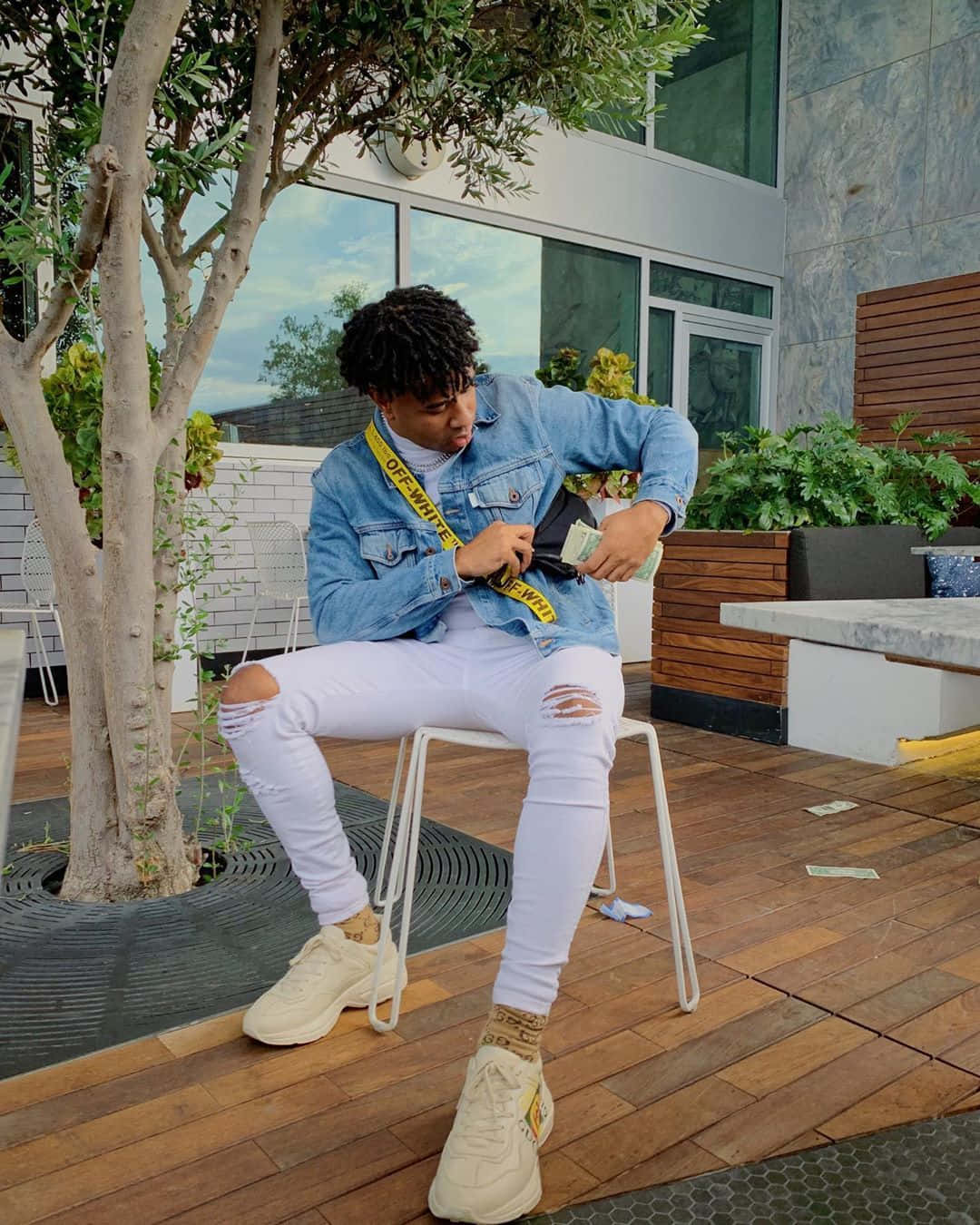 Prettyboyfredo, white jeans, denim jacket, HD Phone Wallpaper