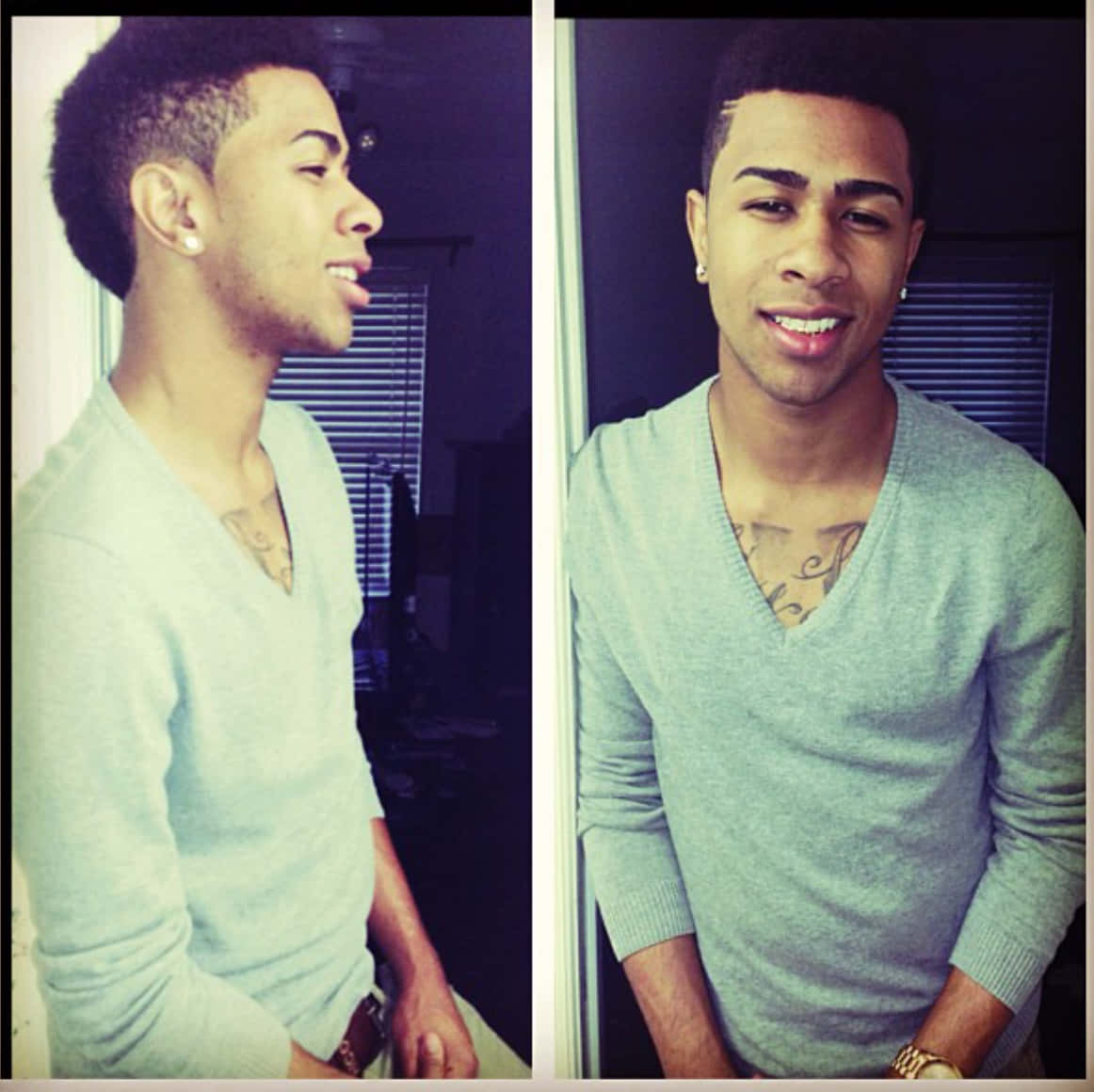 prettyboyfredo, blue sweater, tattooed chest, SD Desktop Wallpaper