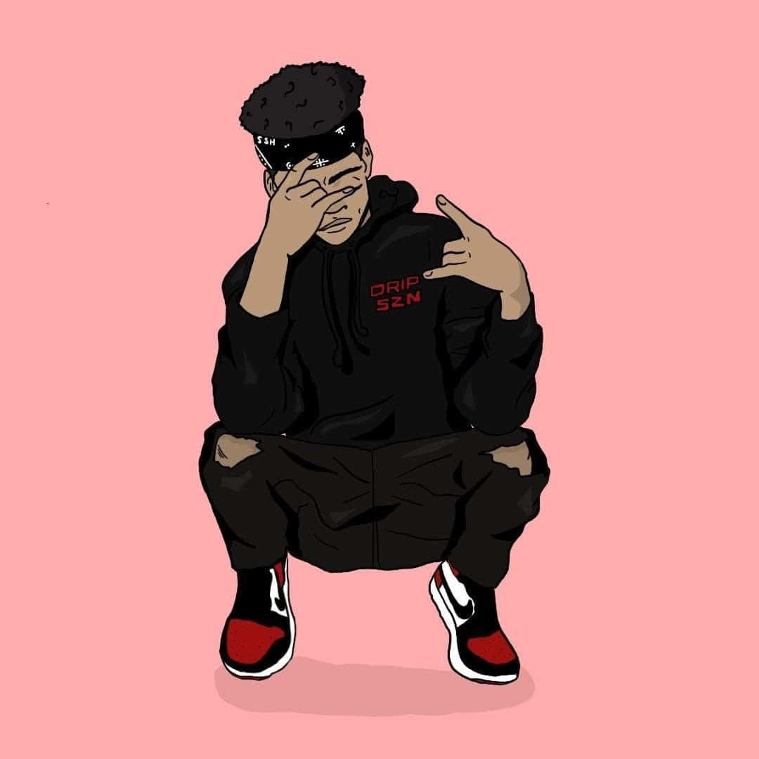 Prettyboyfredo, black hoodie, red sneakers, SD Desktop Wallpaper