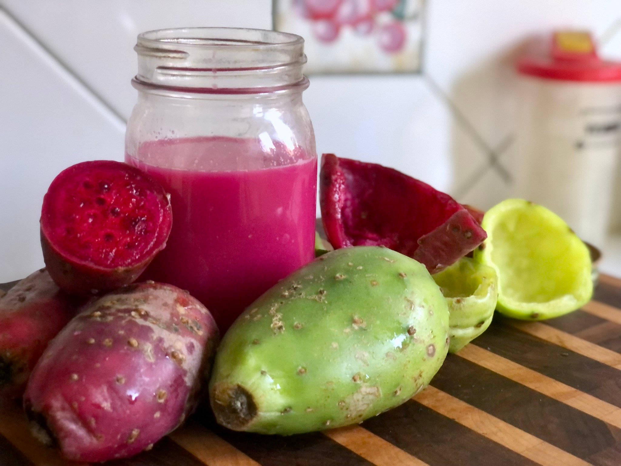 prickly pear fruit juice, dragon fruit smoothie, glass jar, Full HD Desktop Wallpaper