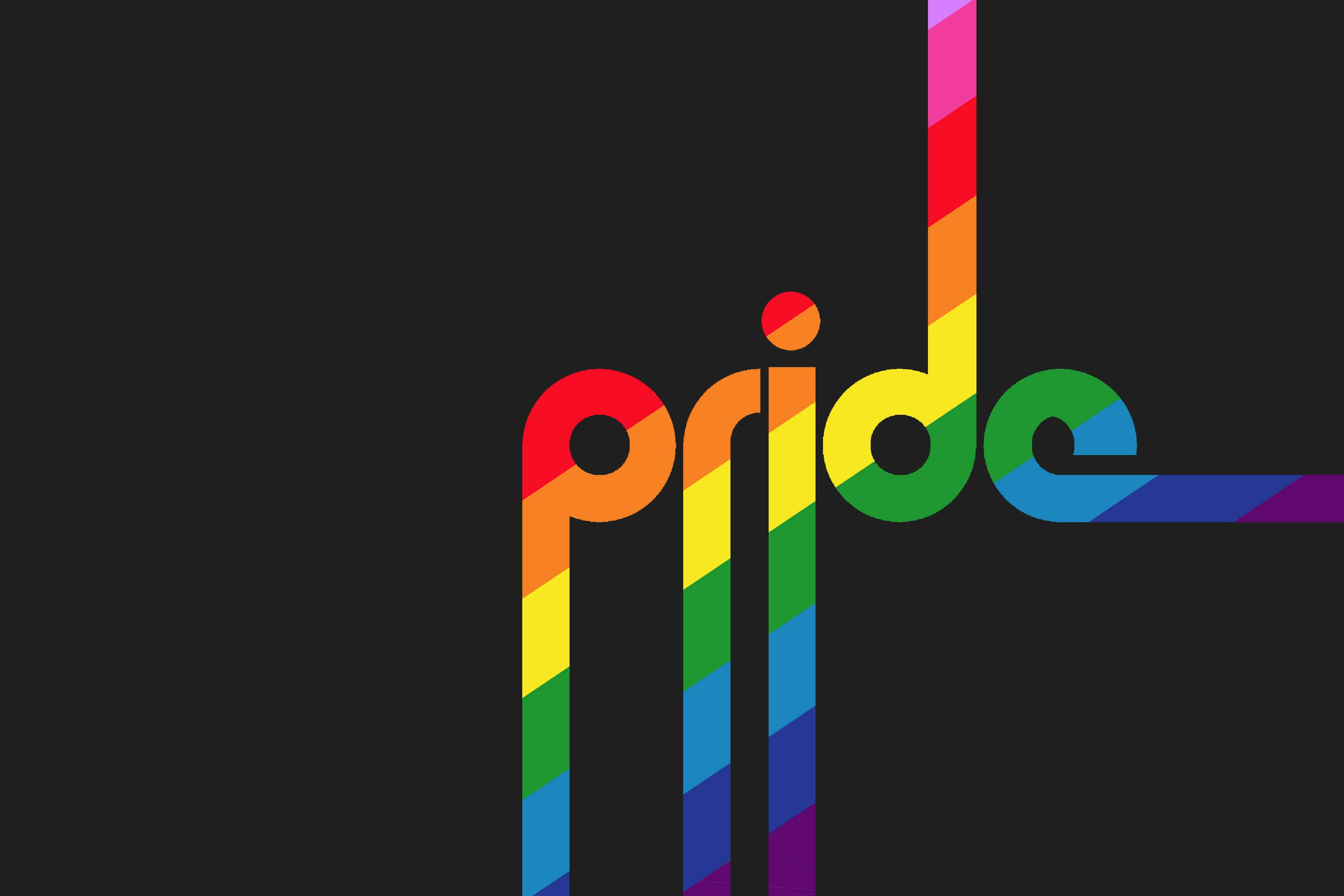 Pride Desktop, rainbow stripes, solid black background, 2K Desktop Wallpaper
