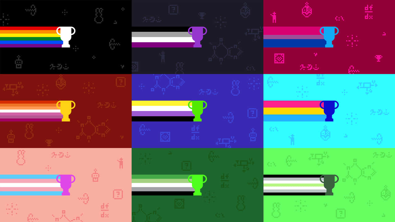 Pride Desktop, rainbow stripes, trophy logo, HD Desktop Wallpaper
