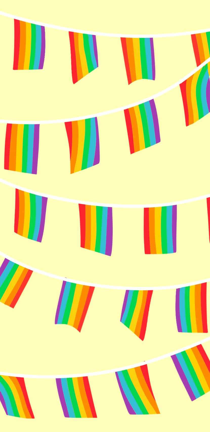 Pride Aesthetic, rainbow flags, soft yellow background, HD Phone Wallpaper