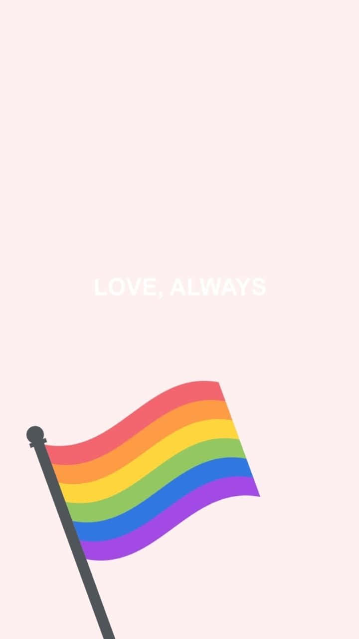 rainbow flag, pink background, love always, HD Phone Wallpaper