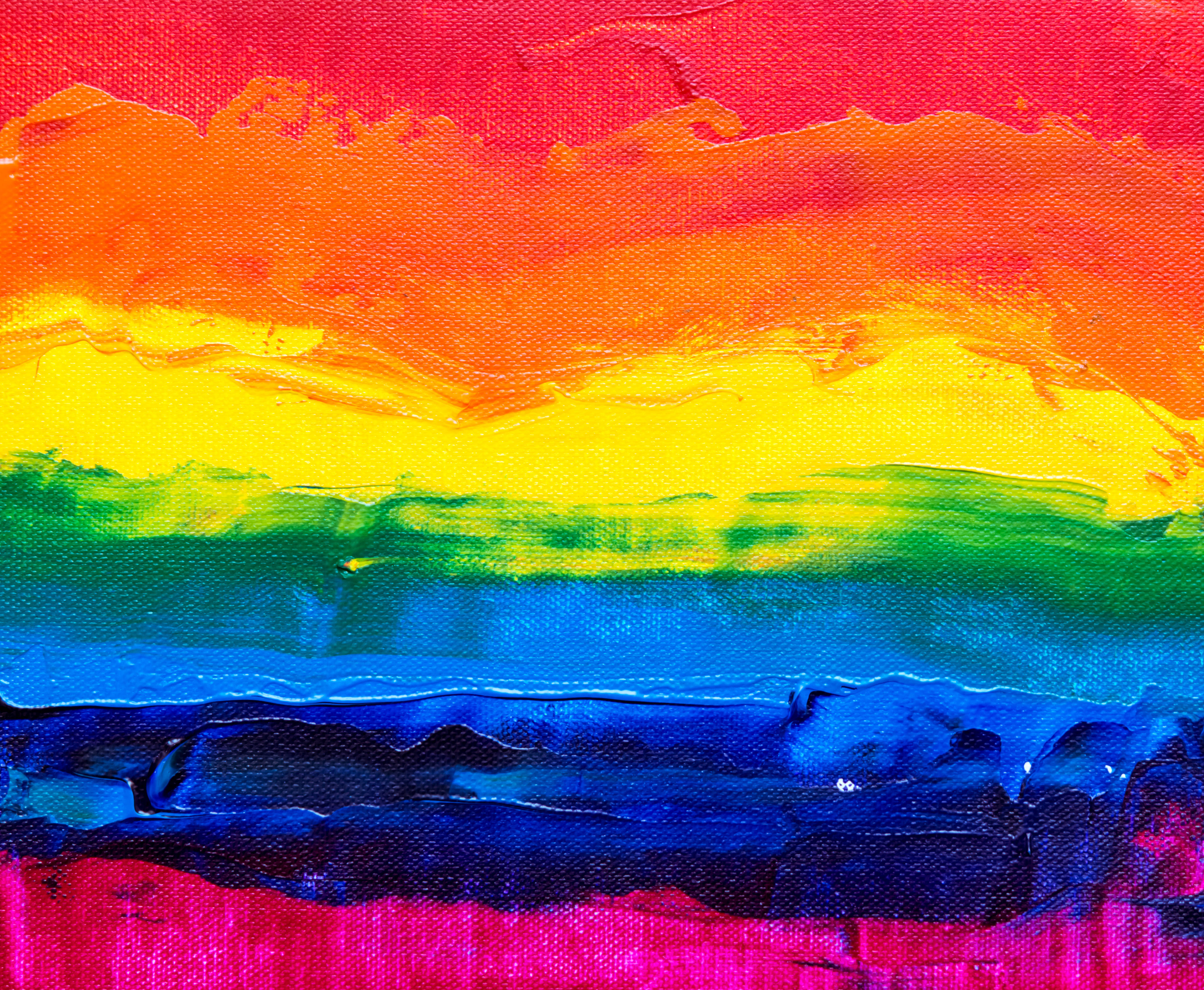 rainbow stripes, textured canvas, thick impasto brushstrokes, 4K Desktop Wallpaper