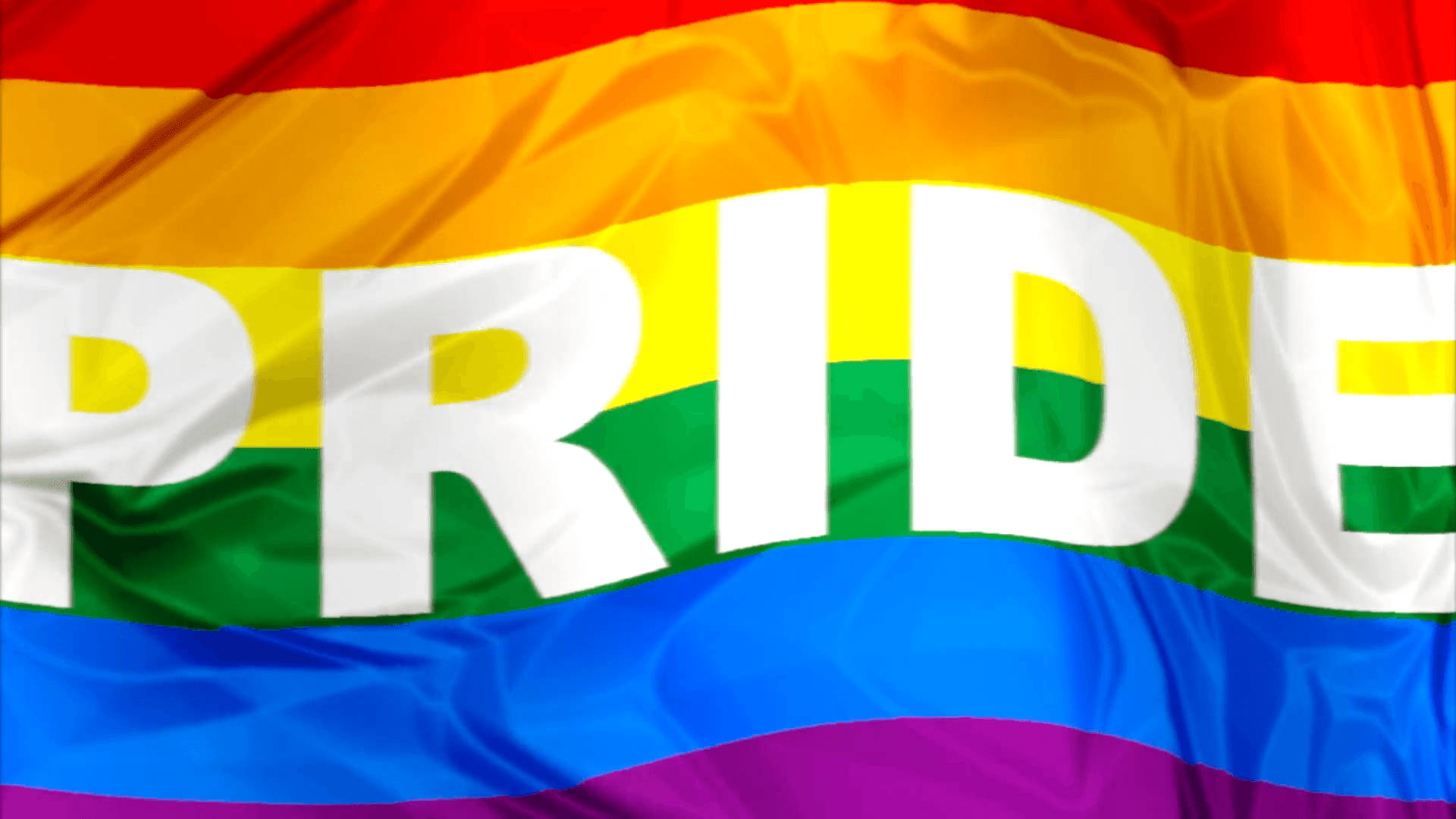 Pride flag, rainbow pride flag, white lettering, Full HD Desktop Wallpaper