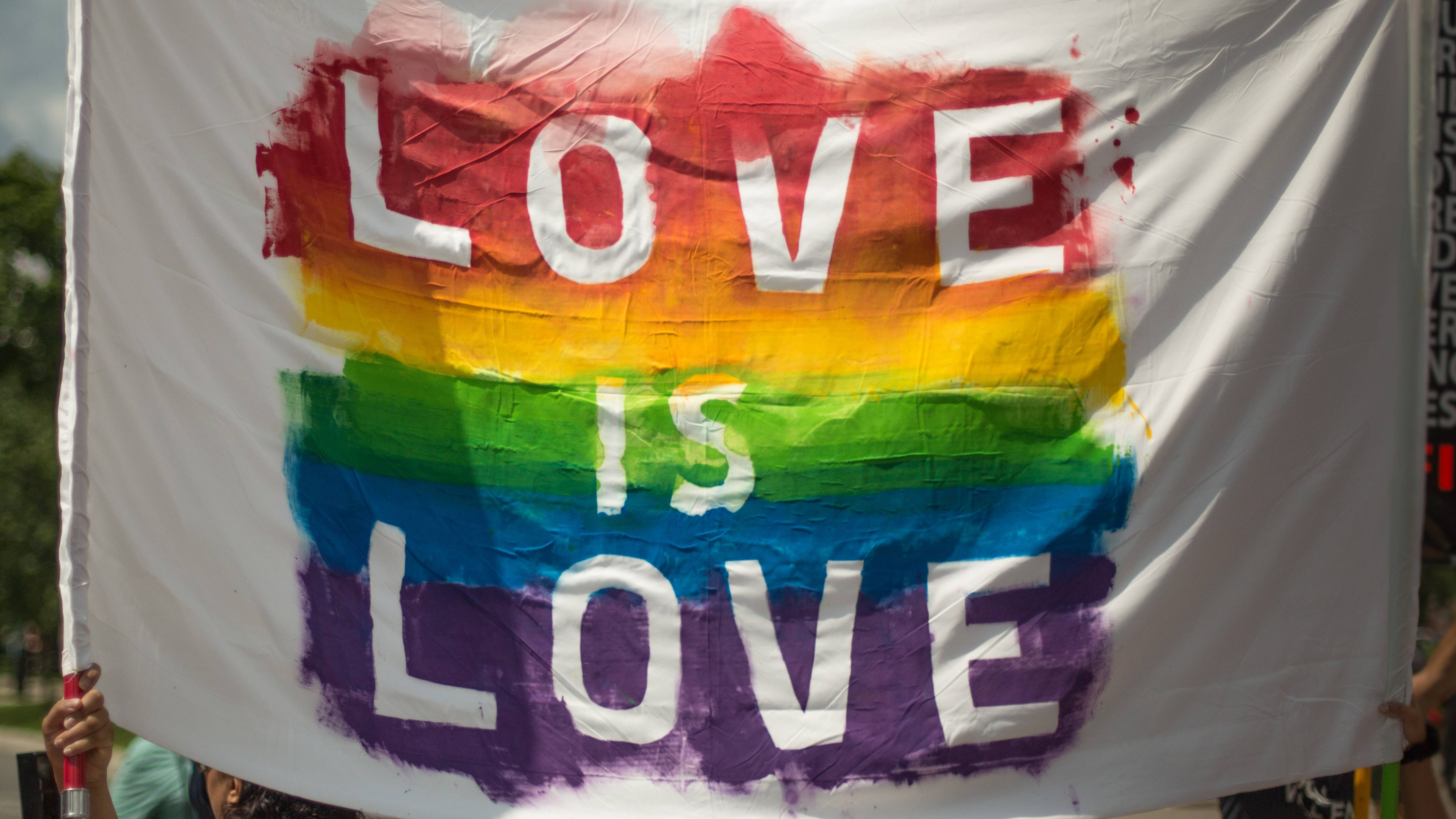Pride Flag, LOVE IS LOVE, rainbow flag, 4K Desktop Wallpaper