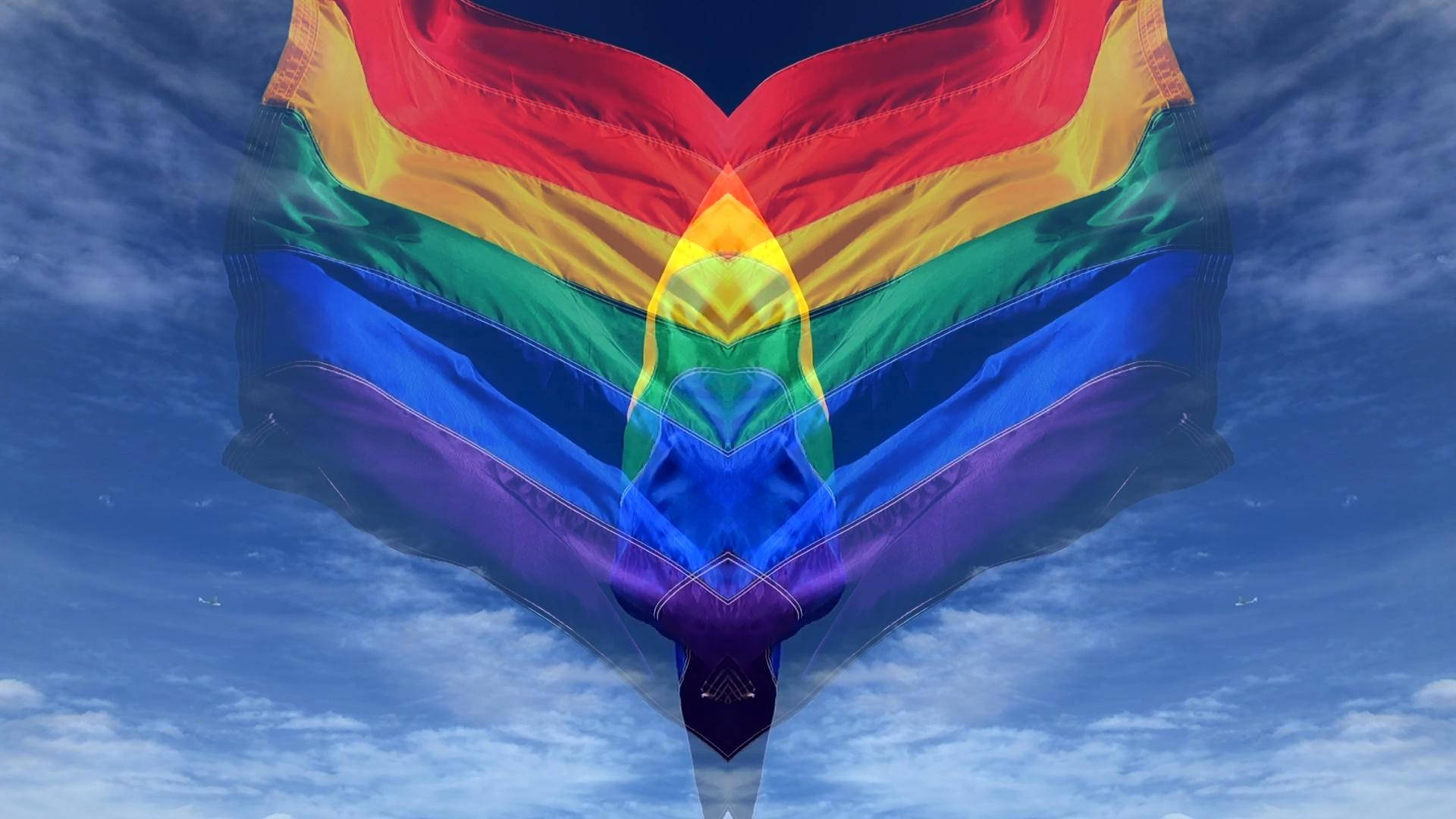 Pride Flag, mirror reflection, rainbow flag, Full HD Desktop Wallpaper