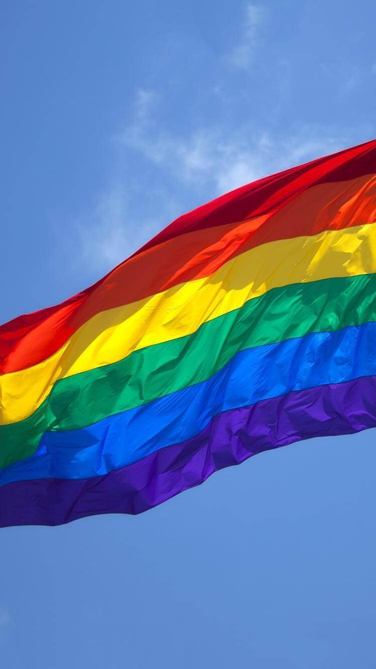 Pride flag, blue sky, rainbow flag, HD Phone Wallpaper