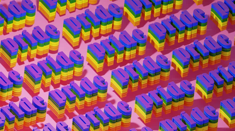 Pride month, rainbow-colored, 3d letter stacks, SD Desktop Wallpaper