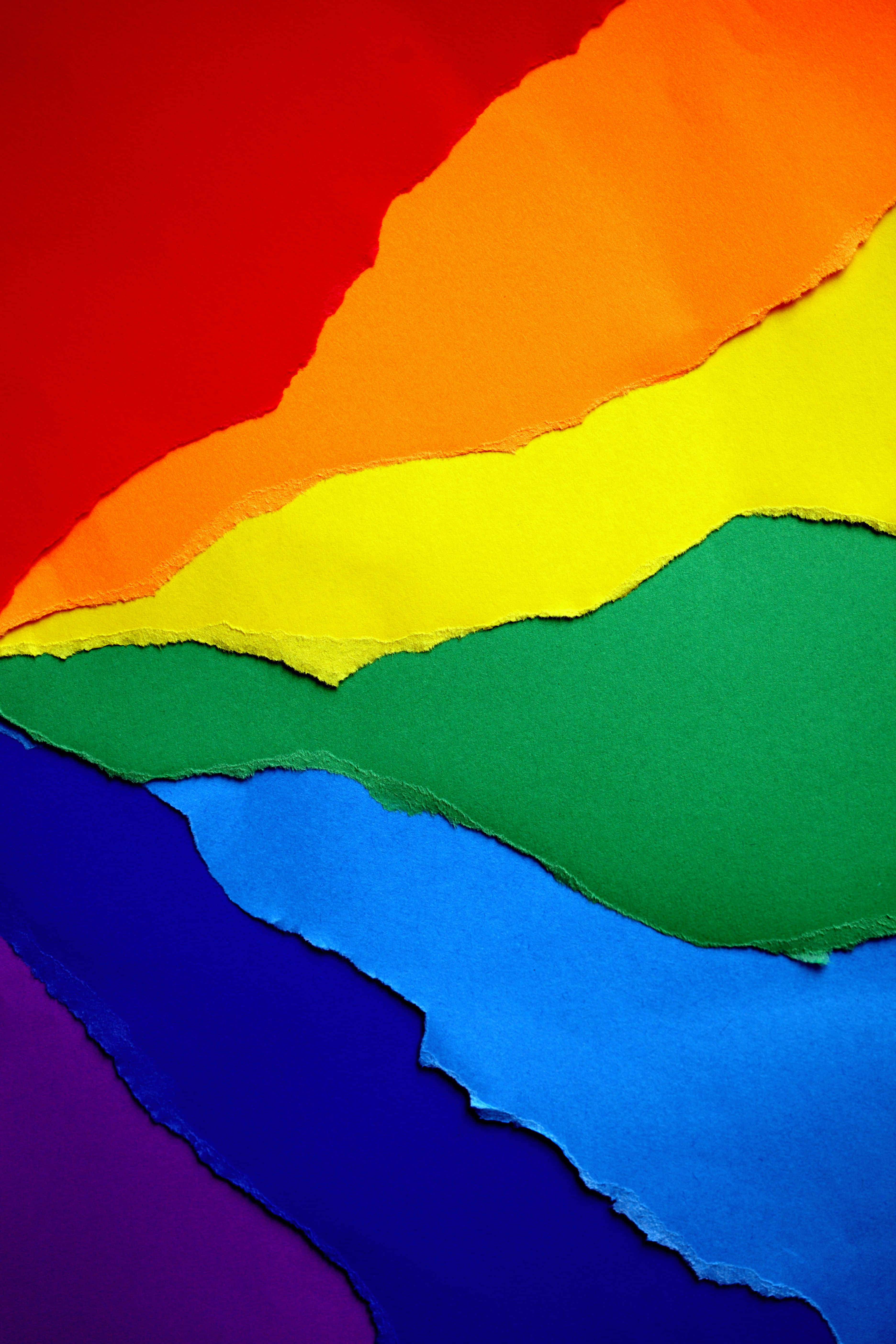Pride rainbow, rainbow colors, torn paper strips, 5K Phone Wallpaper