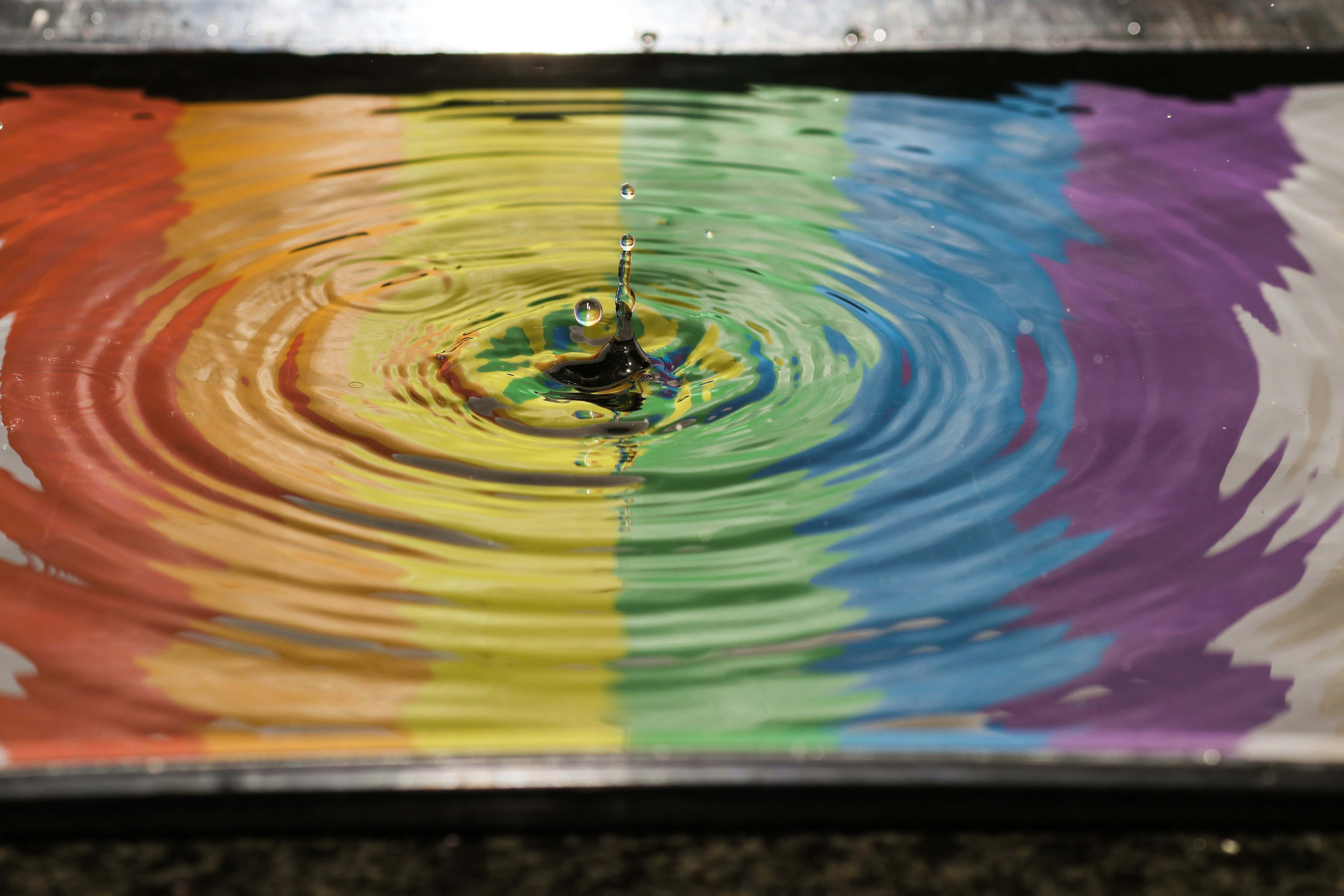 Pride rainbow, water droplet, ripples, 5K Desktop Wallpaper