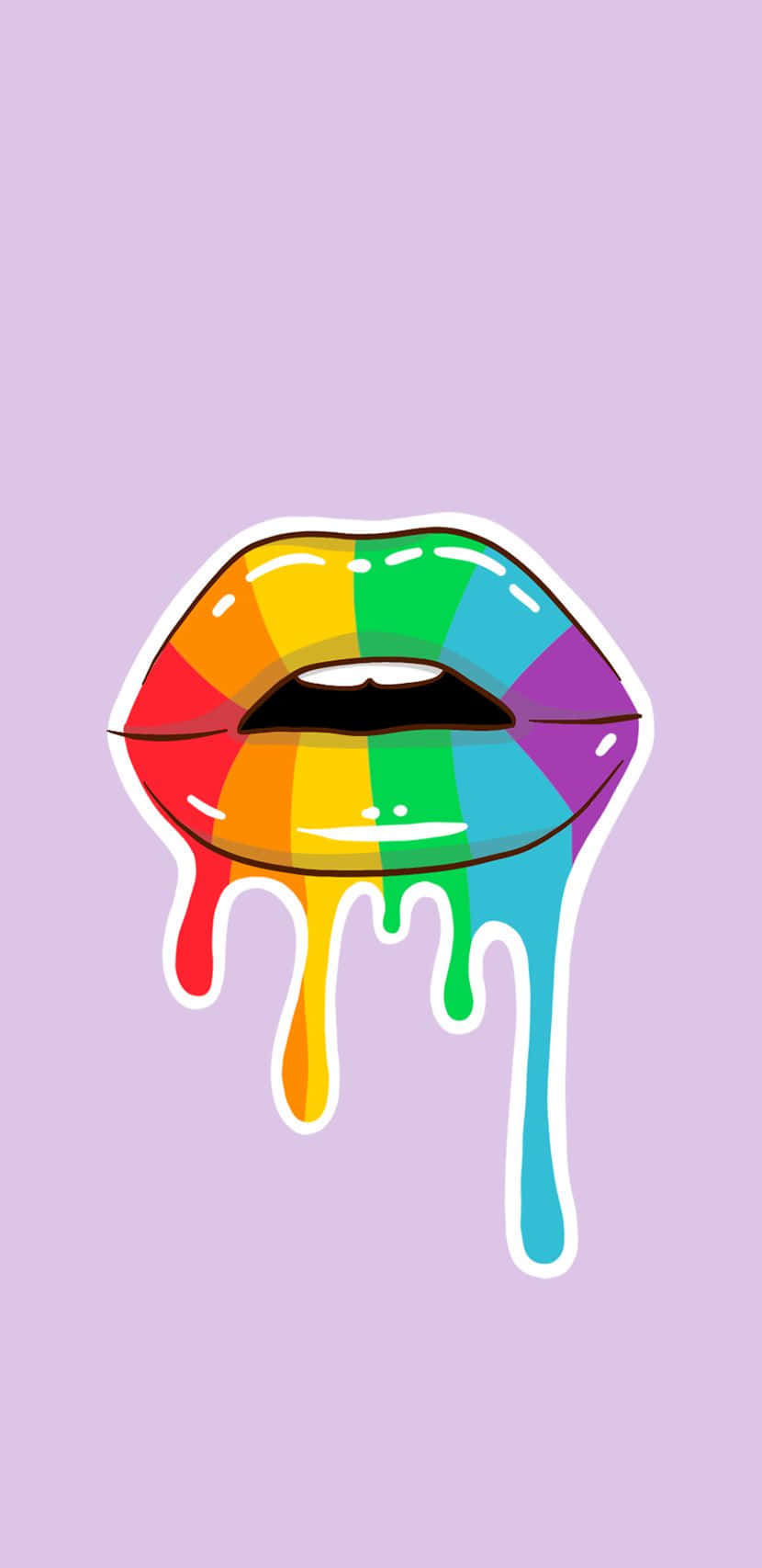 rainbow lips, dripping colors, lavender background, HD Phone Wallpaper