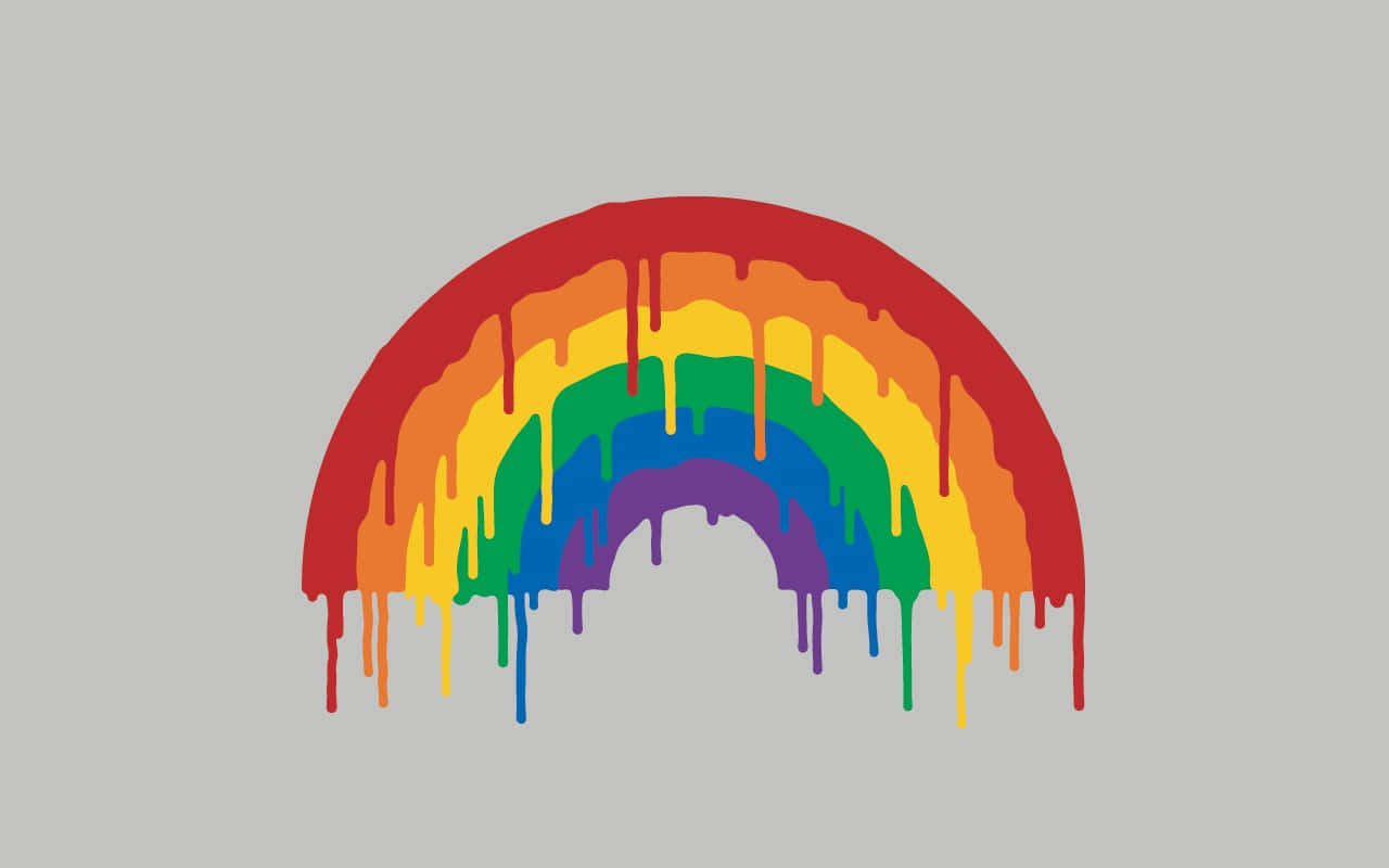 rainbow, dripping paint, muted gray background, HD Desktop Wallpaper