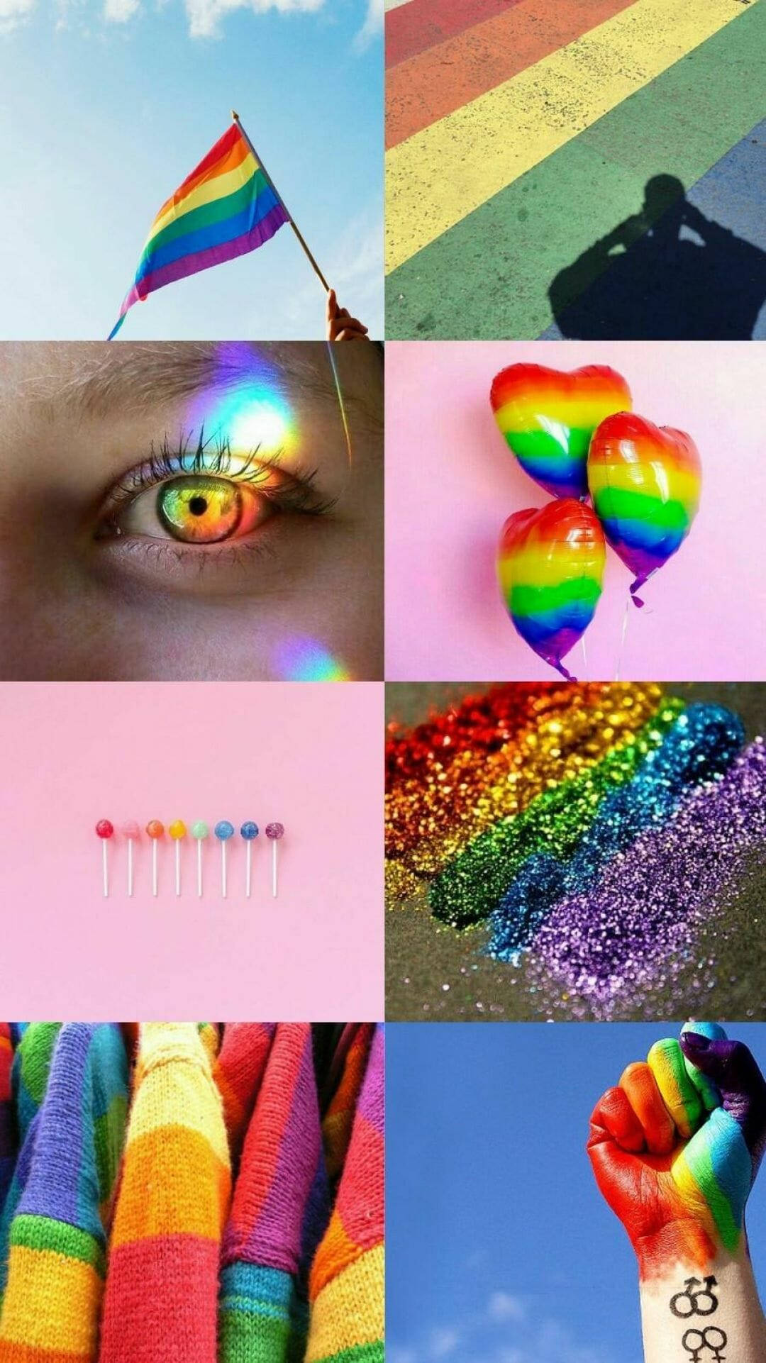 rainbow-themed imagery, flag, shadow, Full HD Phone Wallpaper