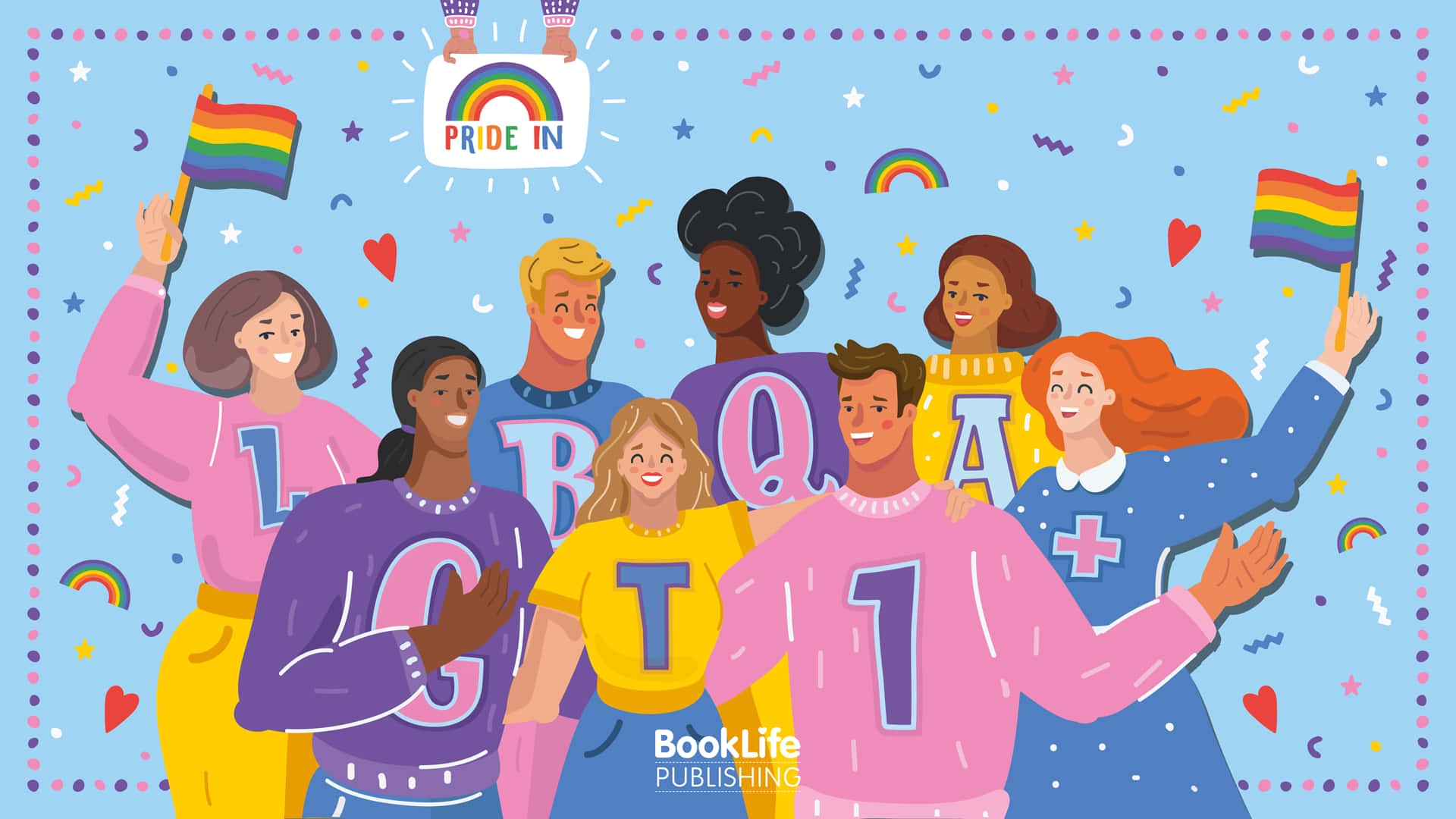 LGBT Members Pride Desktop, rainbow flags, confetti, Full HD Desktop Wallpaper