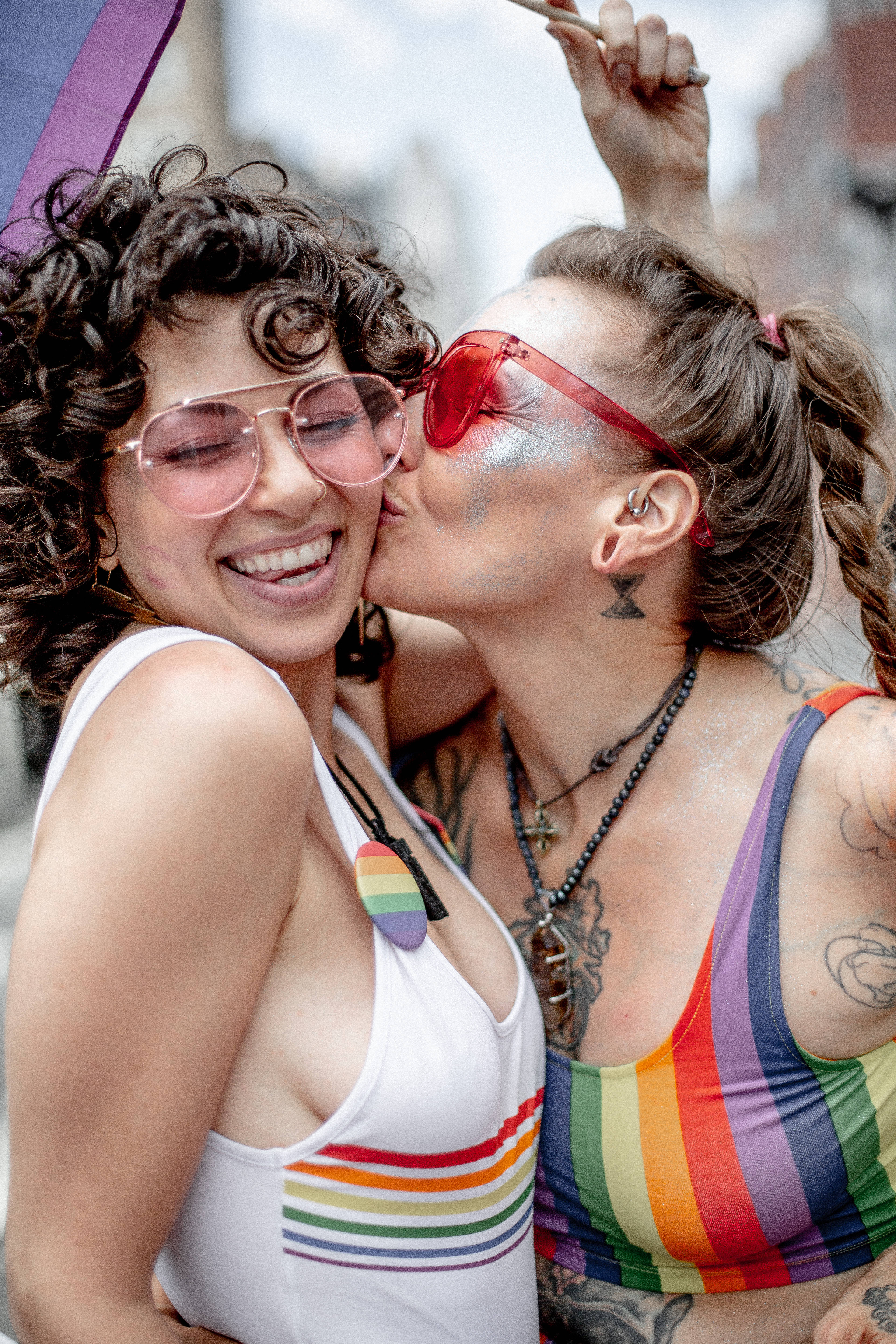 rainbow attire, Pride flag, vibrant street celebration, 5K Phone Wallpaper