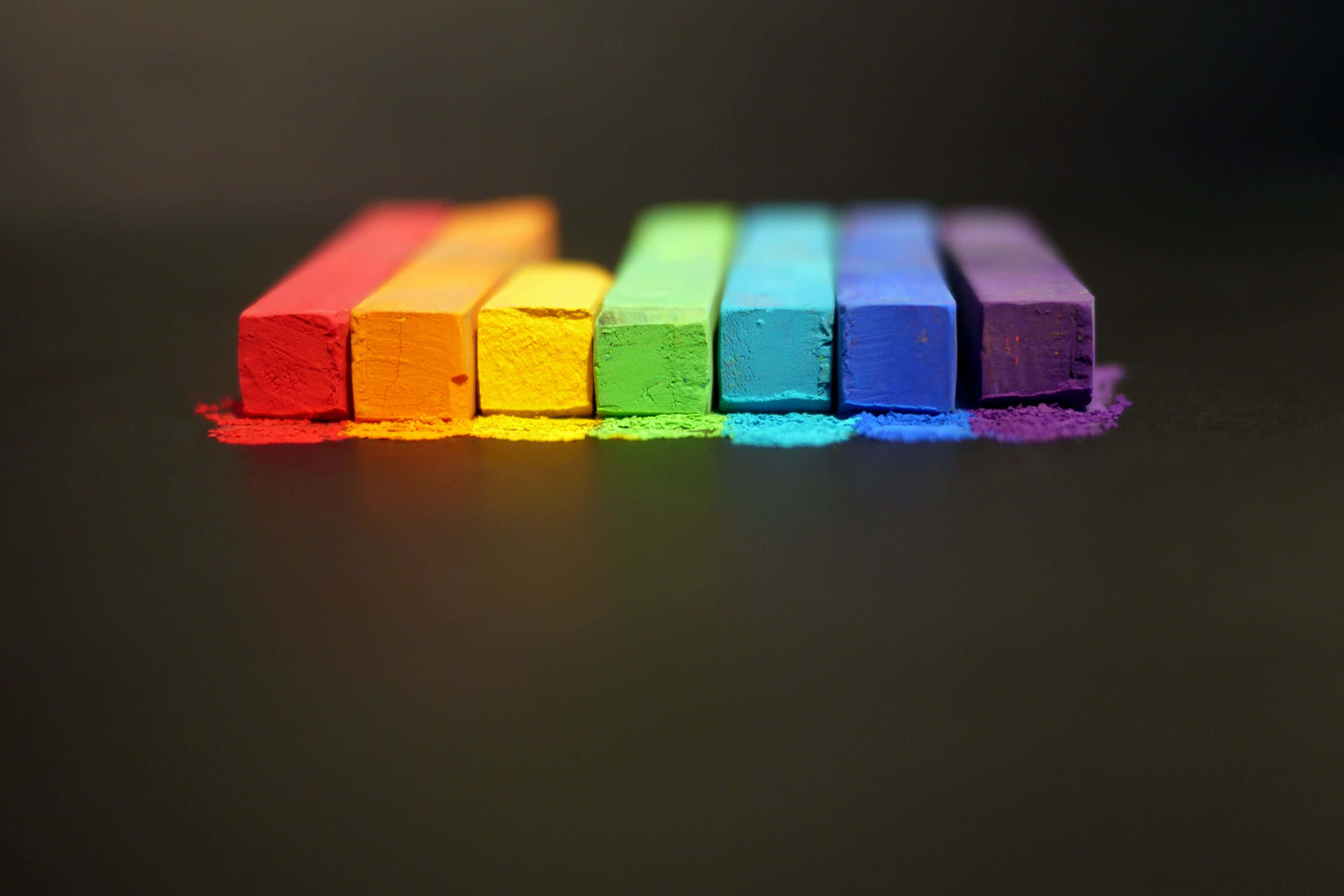 Pride Desktop, rainbow-colored chalk, dark surface, 2K Desktop Wallpaper