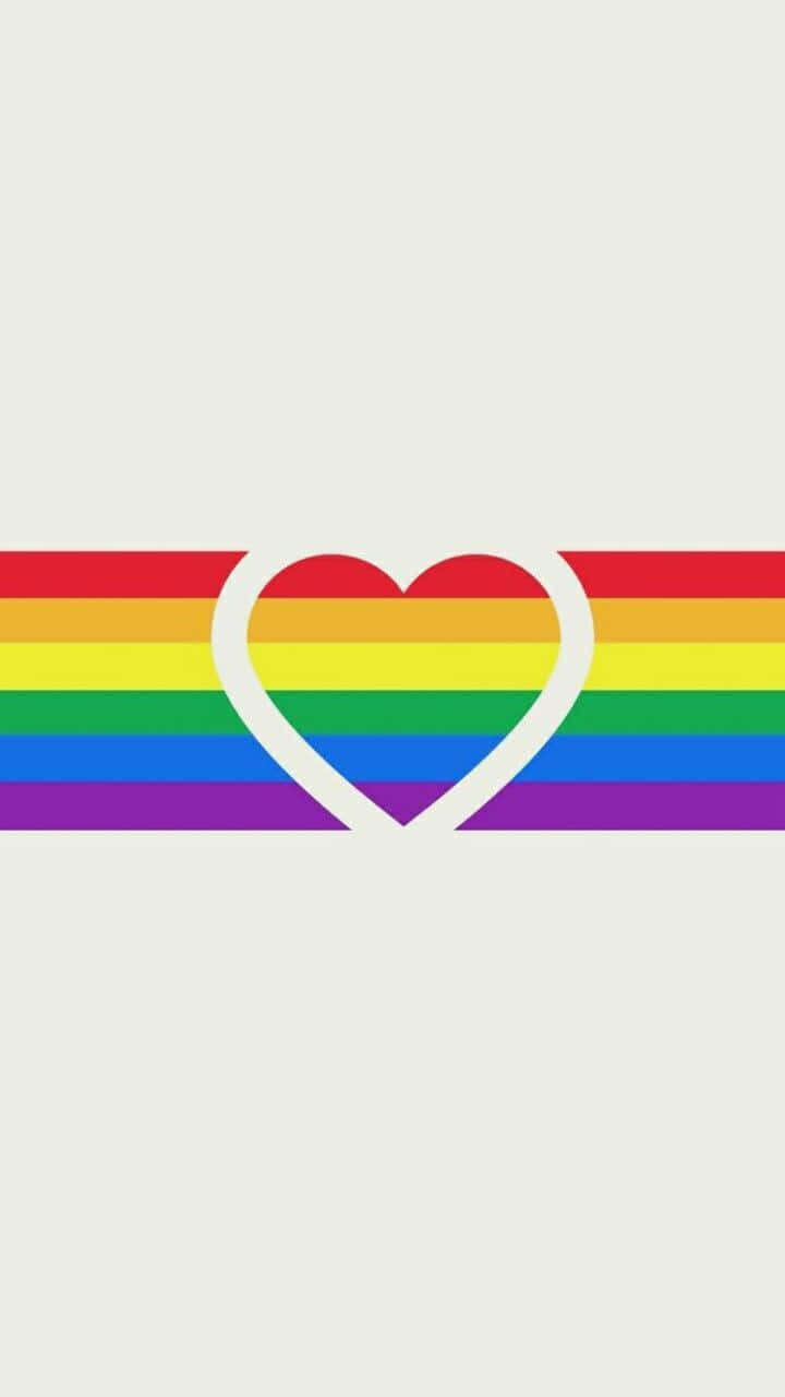 Pride Aesthetic, white heart outline, rainbow stripes, HD Phone Wallpaper