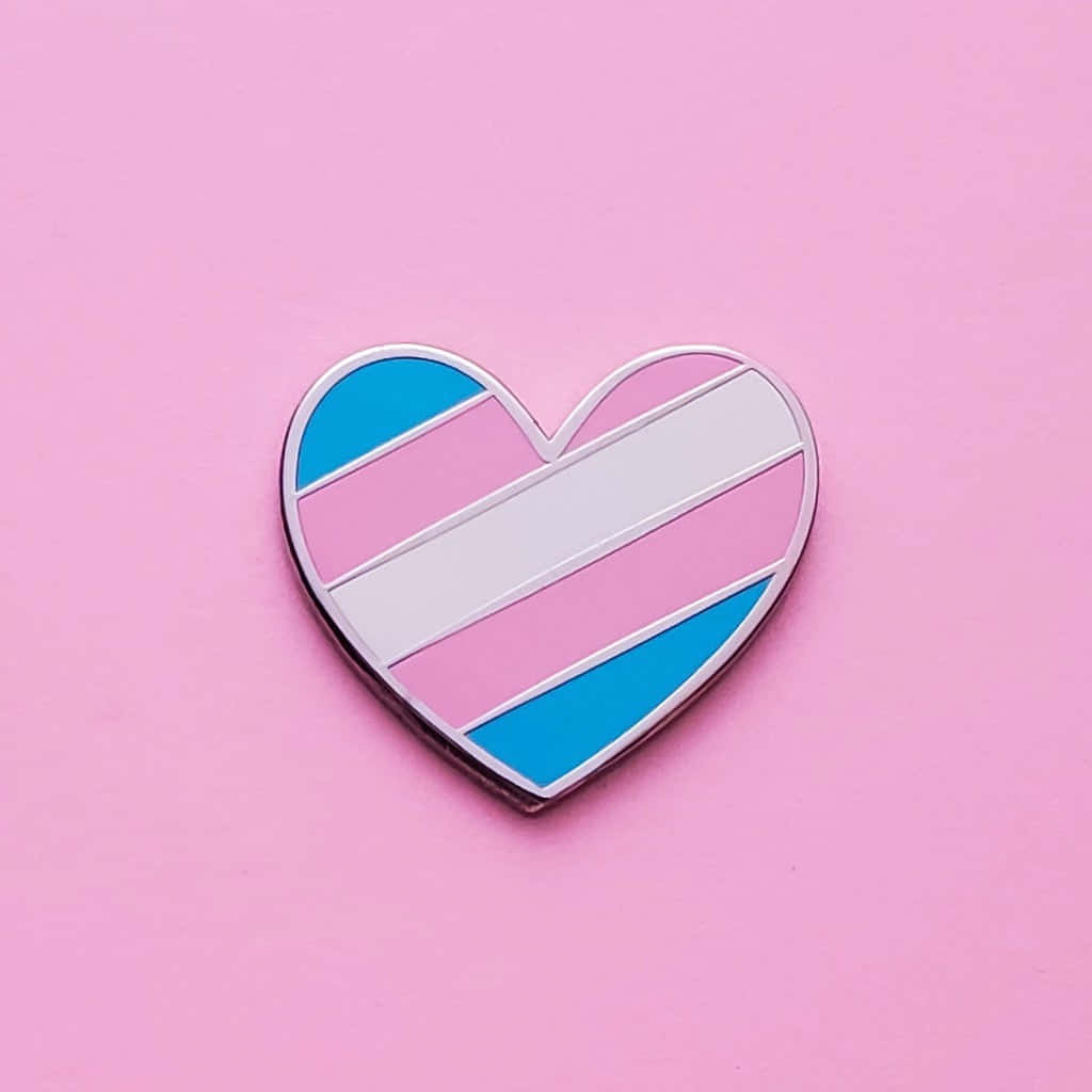 trans flag, heart-shaped pin, rainbow, SD Desktop Wallpaper
