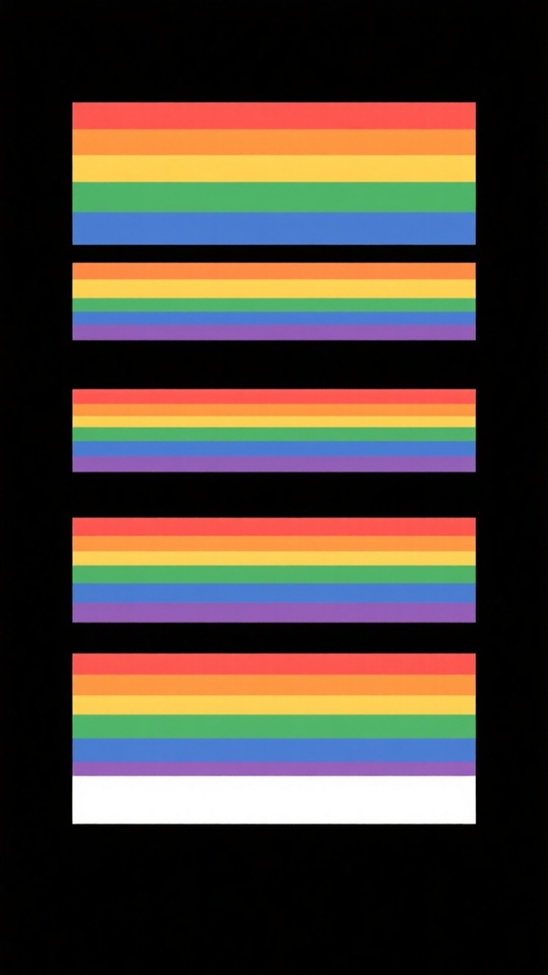 rainbow flags, black background, white bottom stripe, Full HD Phone Wallpaper