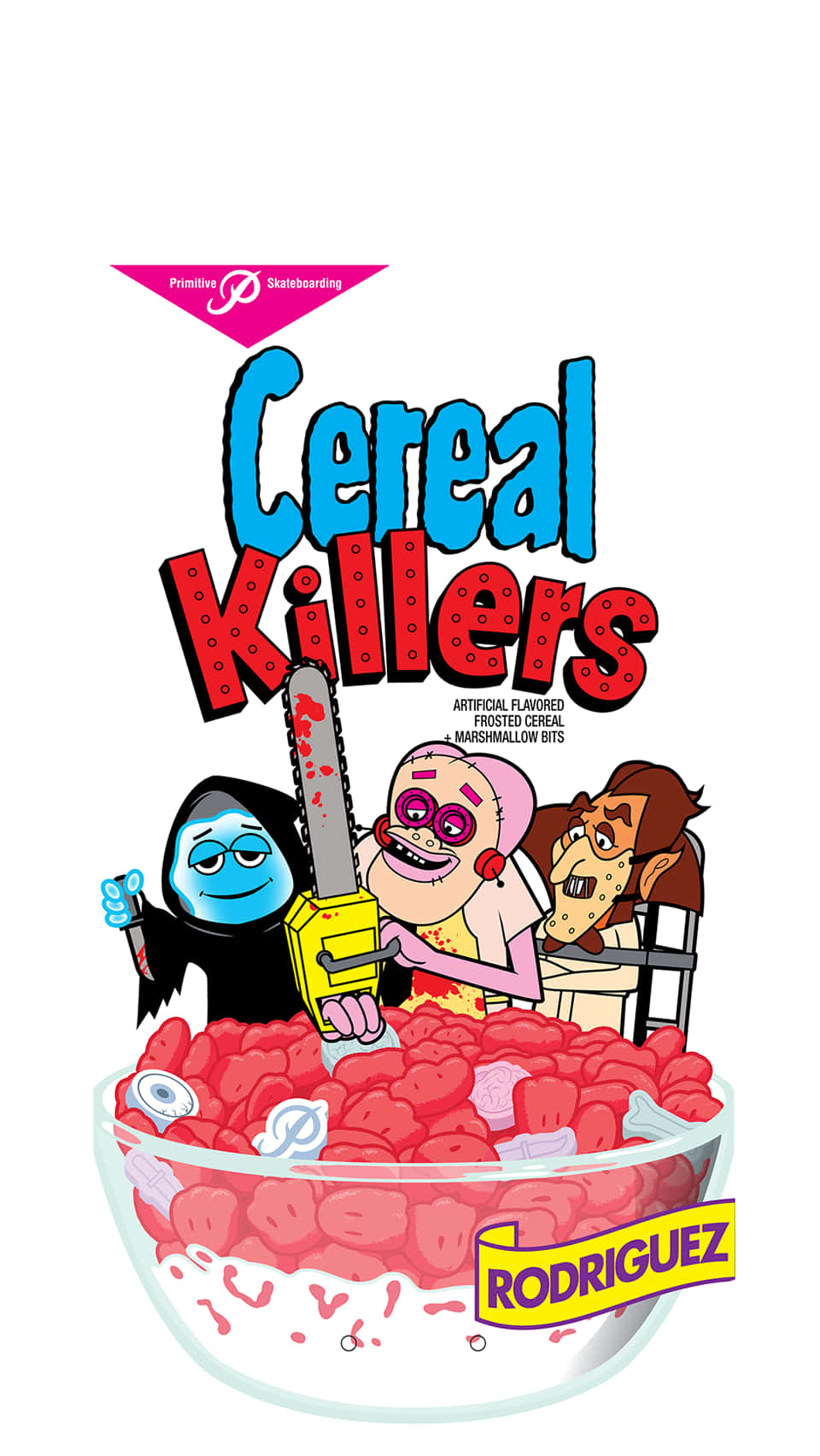 cereal killers, pink marshmallow cereal, chainsaw, HD Phone Wallpaper