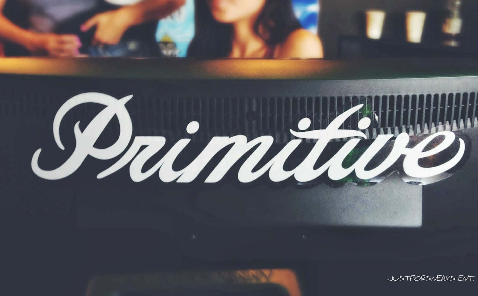 Primitive, white cursive 'Primitive' logo, dark bar, HD Desktop Wallpaper