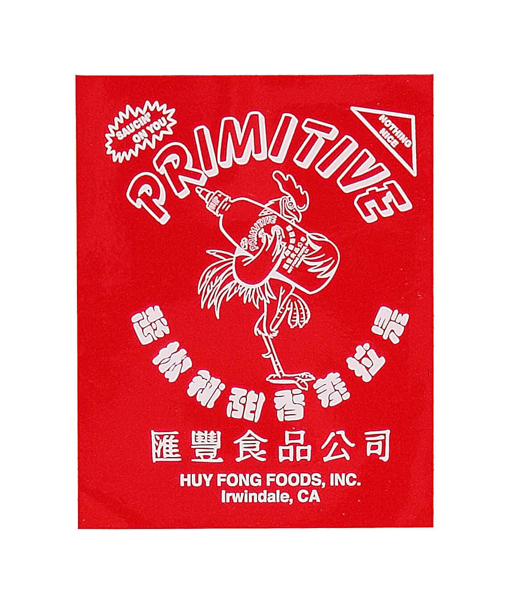 primitive, red package, white line-art rooster, SD Phone Wallpaper