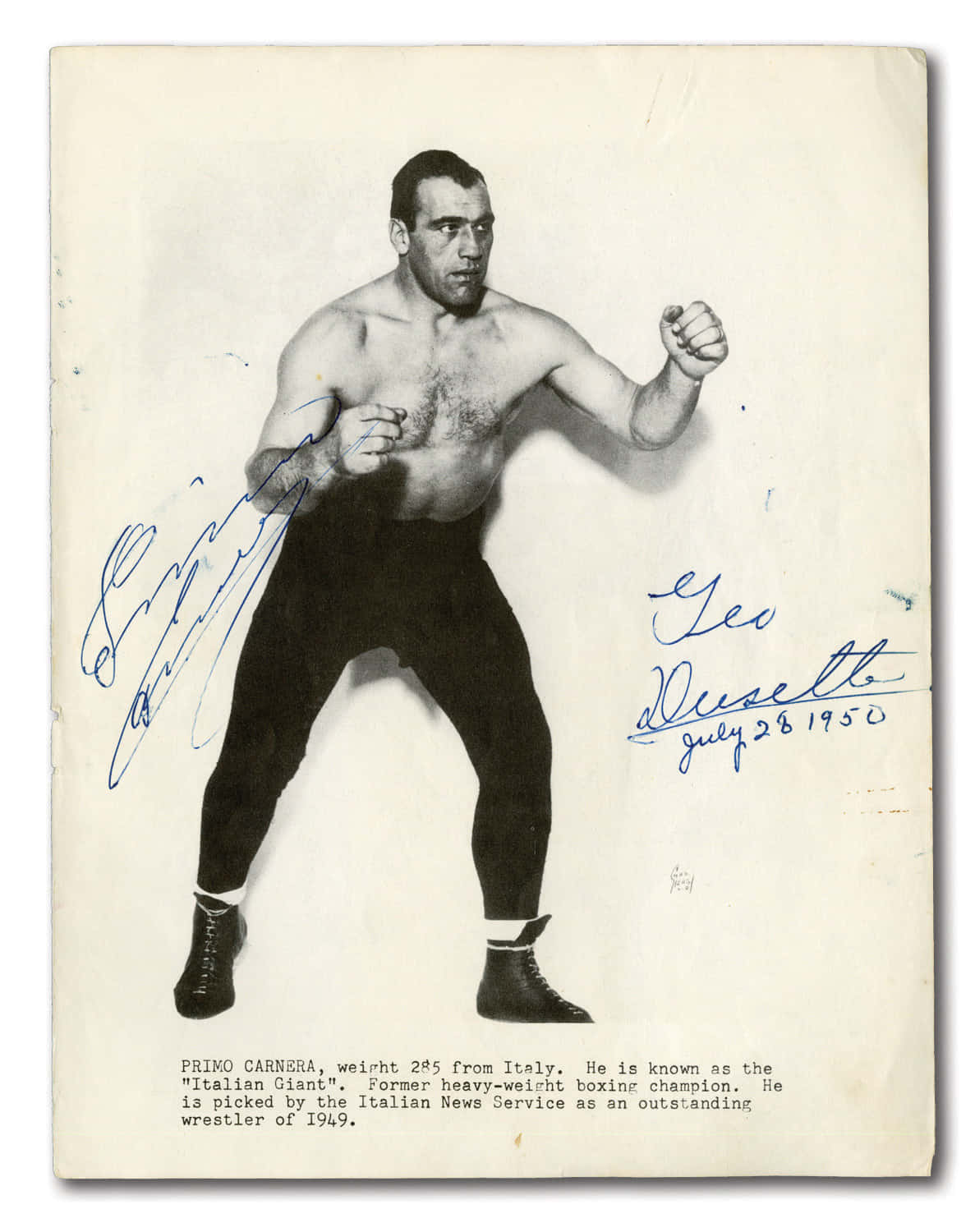 Primo Carnera, 1950, black and white photo, HD Phone Wallpaper