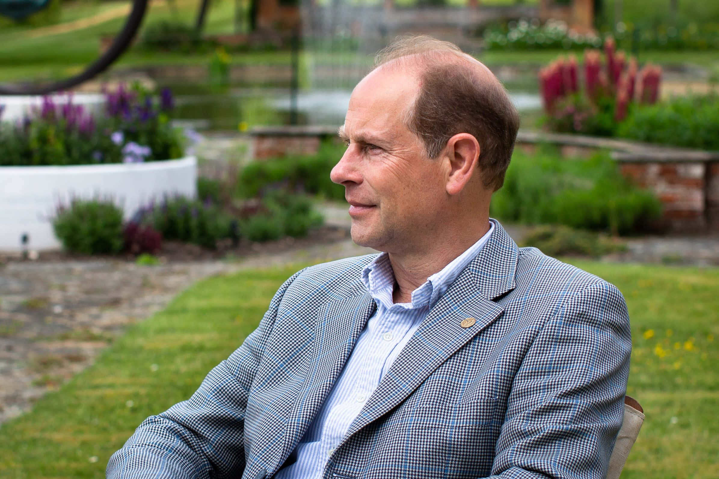Prince Edward, checkered blazer, lush garden, Full HD Desktop Wallpaper