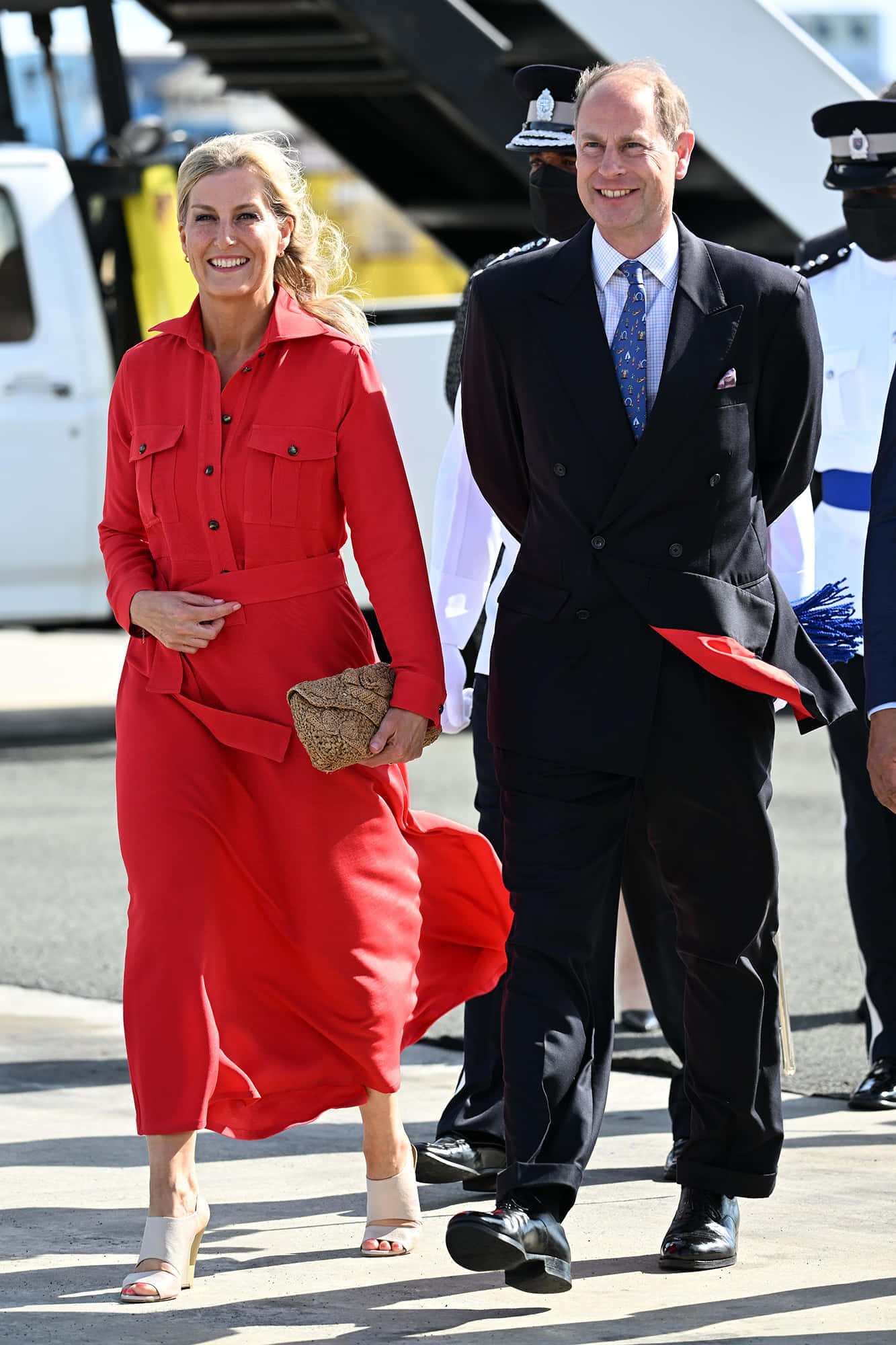 Prince Edward, airport, vibrant red dress, Full HD Phone Wallpaper