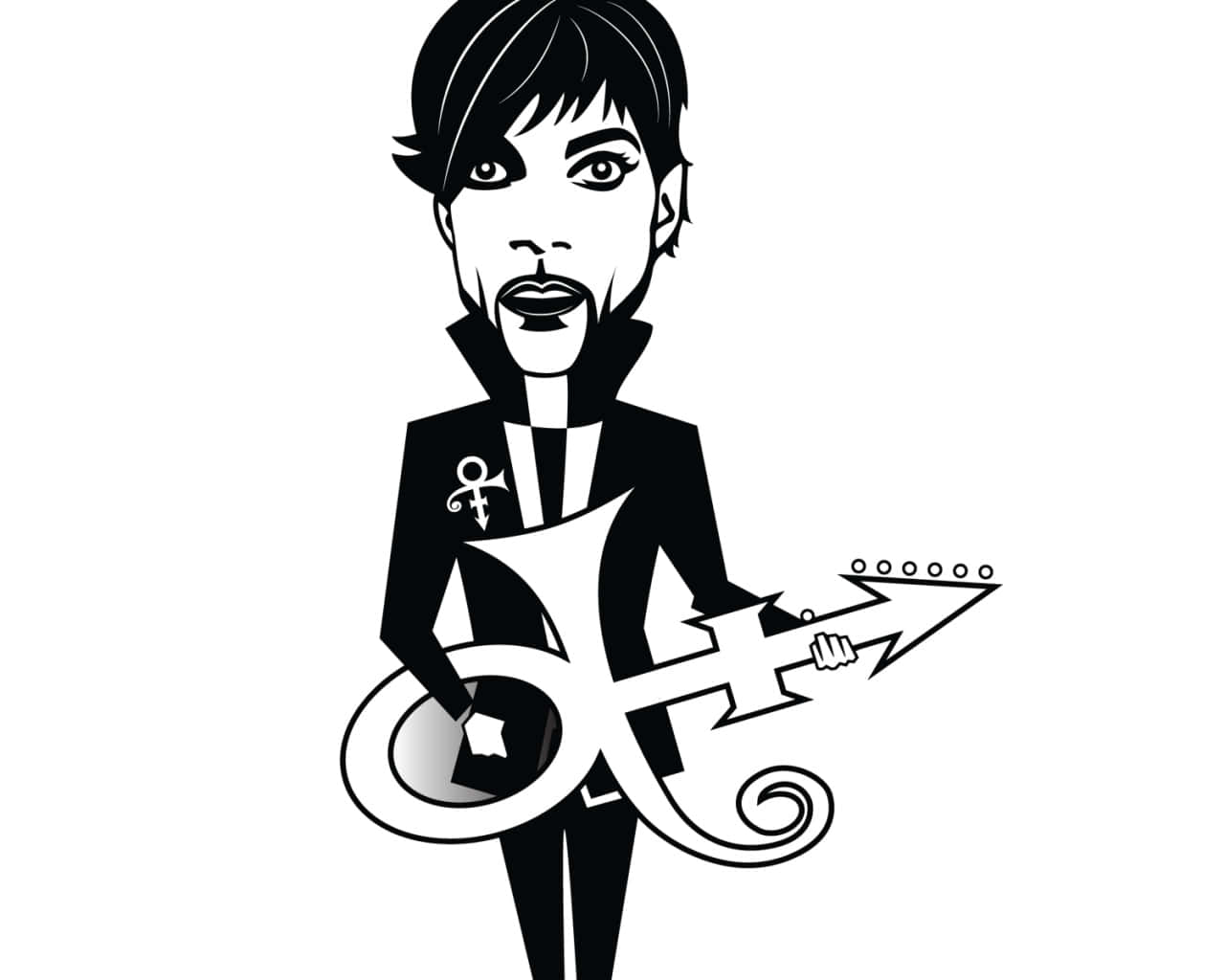 Prince Symbol, lightning bolt guitar, black and white, HD Desktop Wallpaper