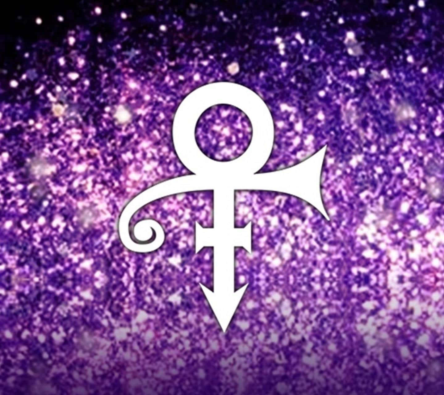 Prince Symbol, purple glitters, white Prince symbol, HD Desktop Wallpaper