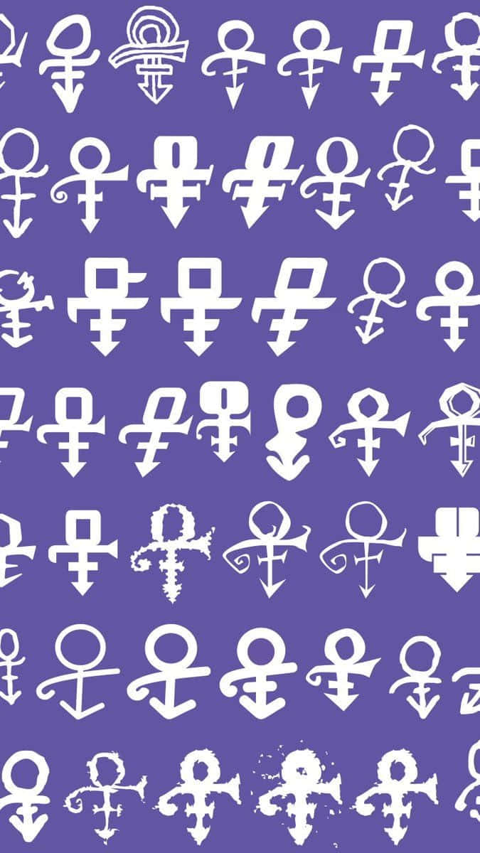 Prince Symbol, purple background, white ancient symbols, SD Phone Wallpaper
