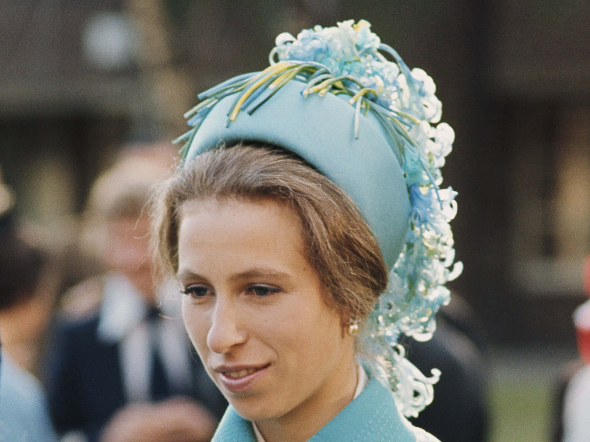 Princess Anne, light blue hat, white flowers, Full HD Desktop Wallpaper