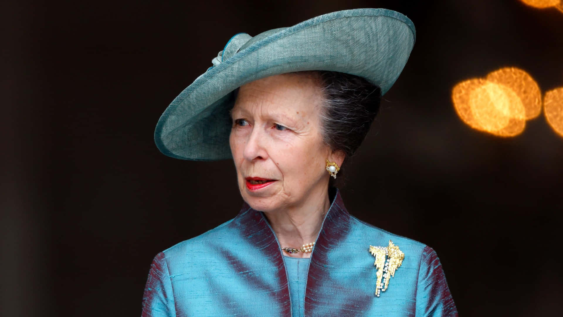Princess Anne, teal hat, matching coat, Full HD Desktop Wallpaper
