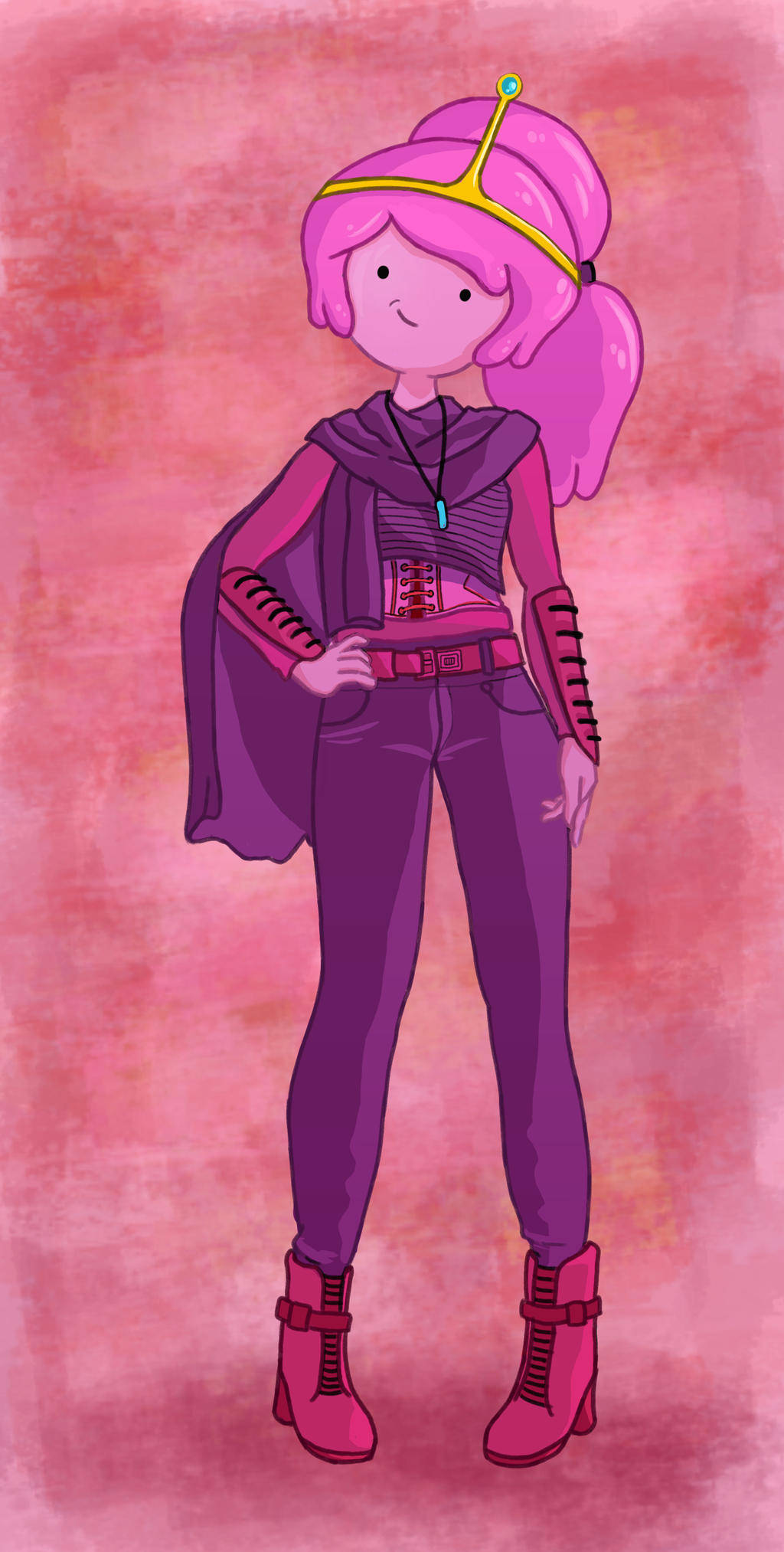 Princess Bubblegum, pink-haired anime girl, purple outfit, Full HD Phone Wallpaper