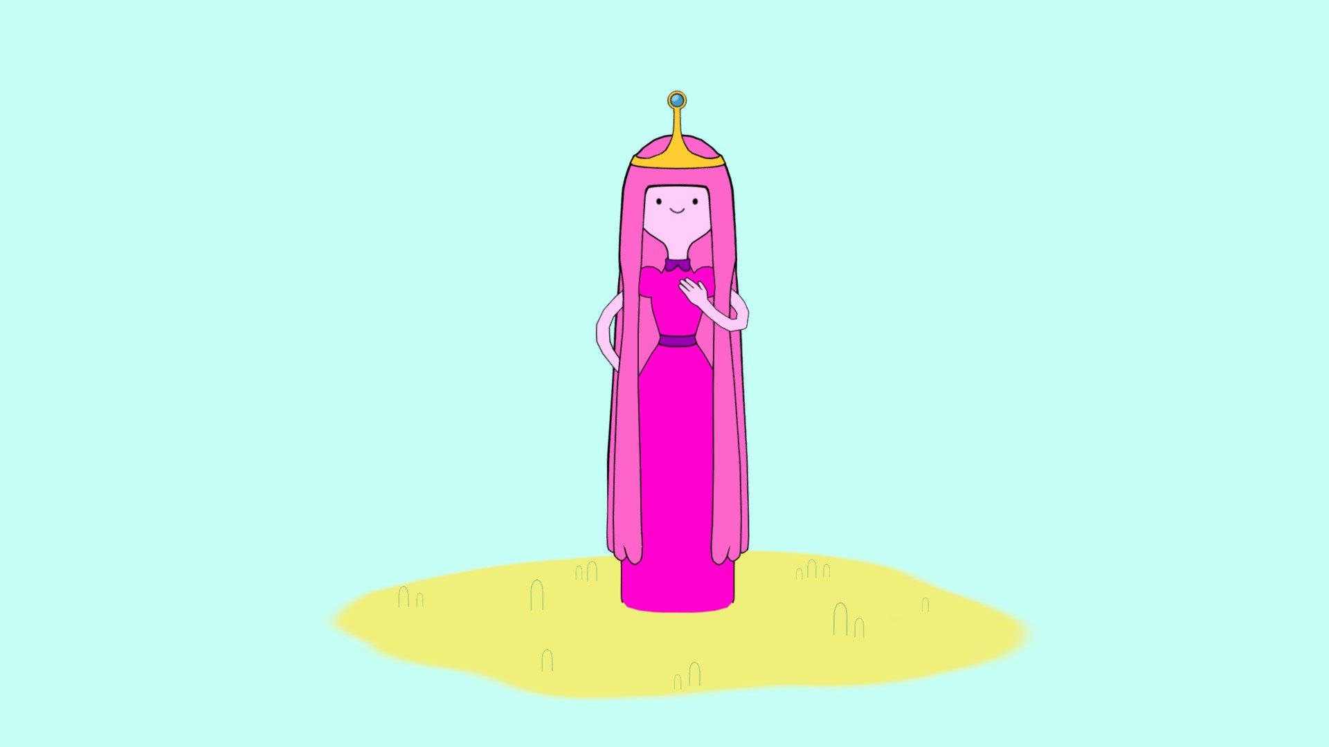 Princess Bubblegum, pink hair, crown, Full HD Desktop Wallpaper