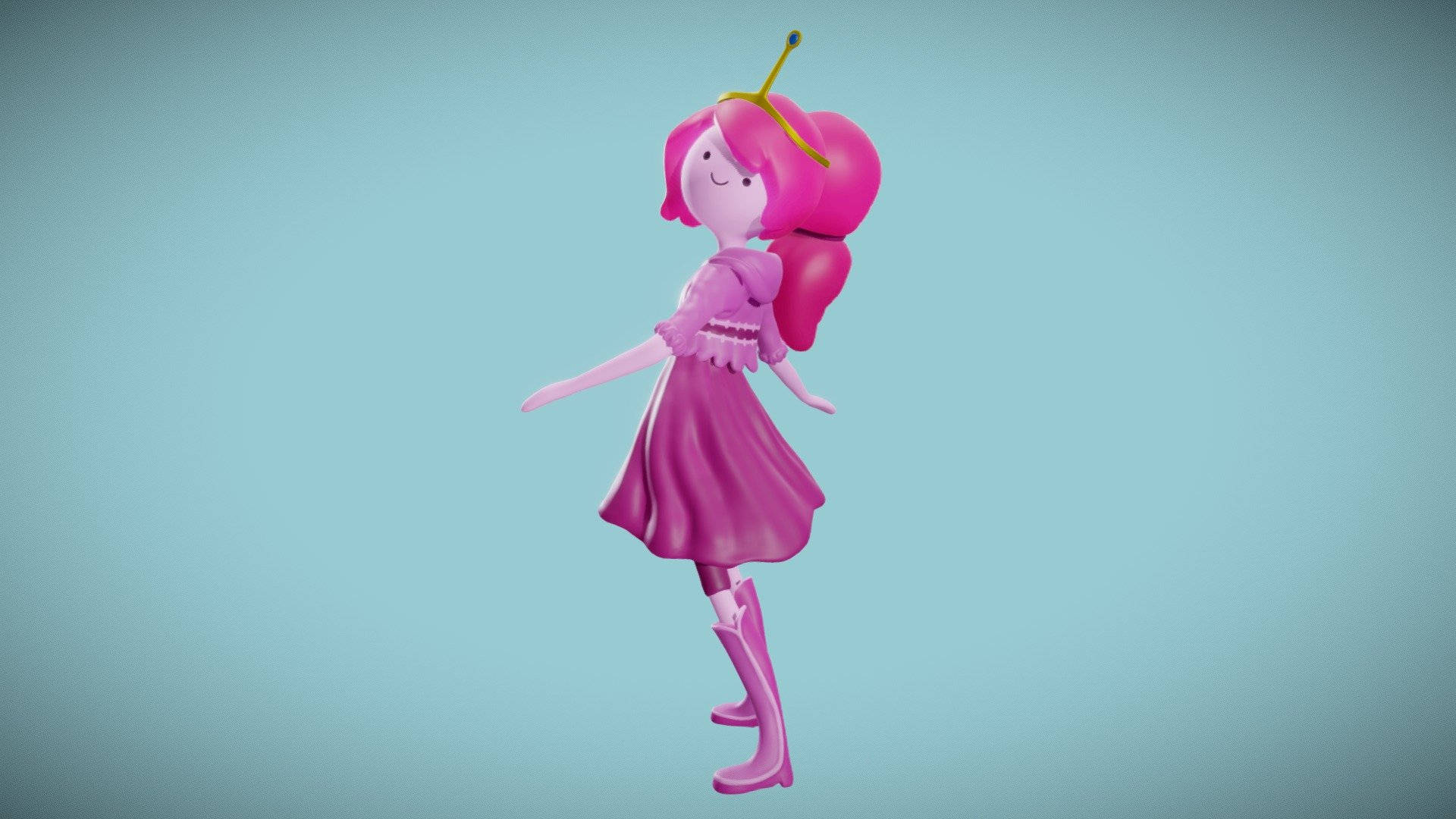 Princess Bubblegum, pink cherry character, matching dress, Full HD Desktop Wallpaper