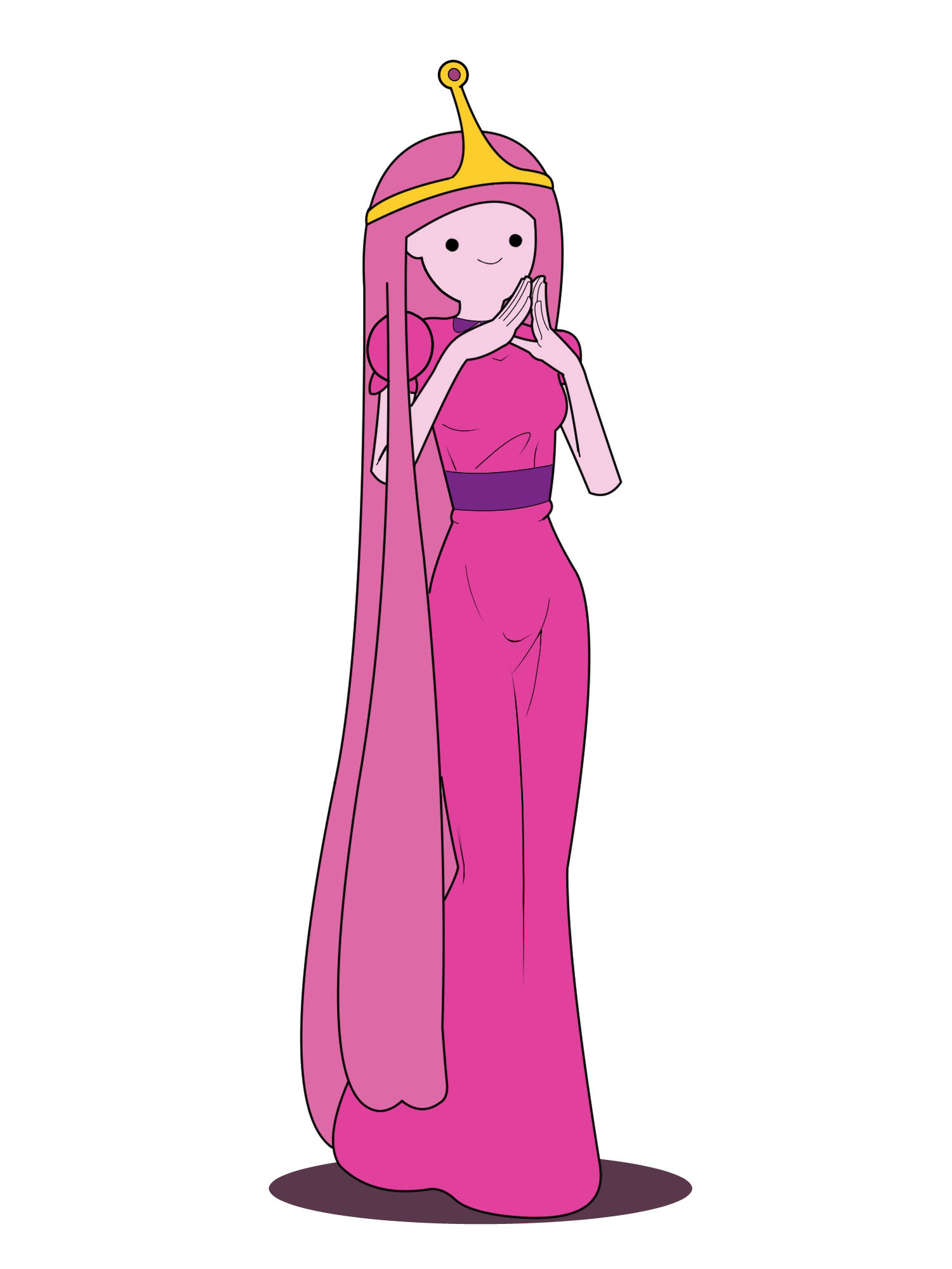 Princess Bubblegum, pink hair, pink gown, Full HD Phone Wallpaper