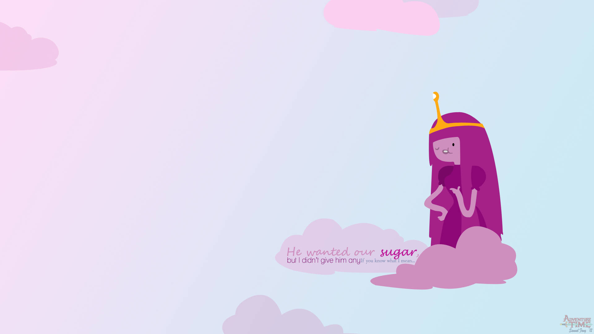 Princess Bubblegum, purple-haired, golden crown, Full HD Desktop Wallpaper