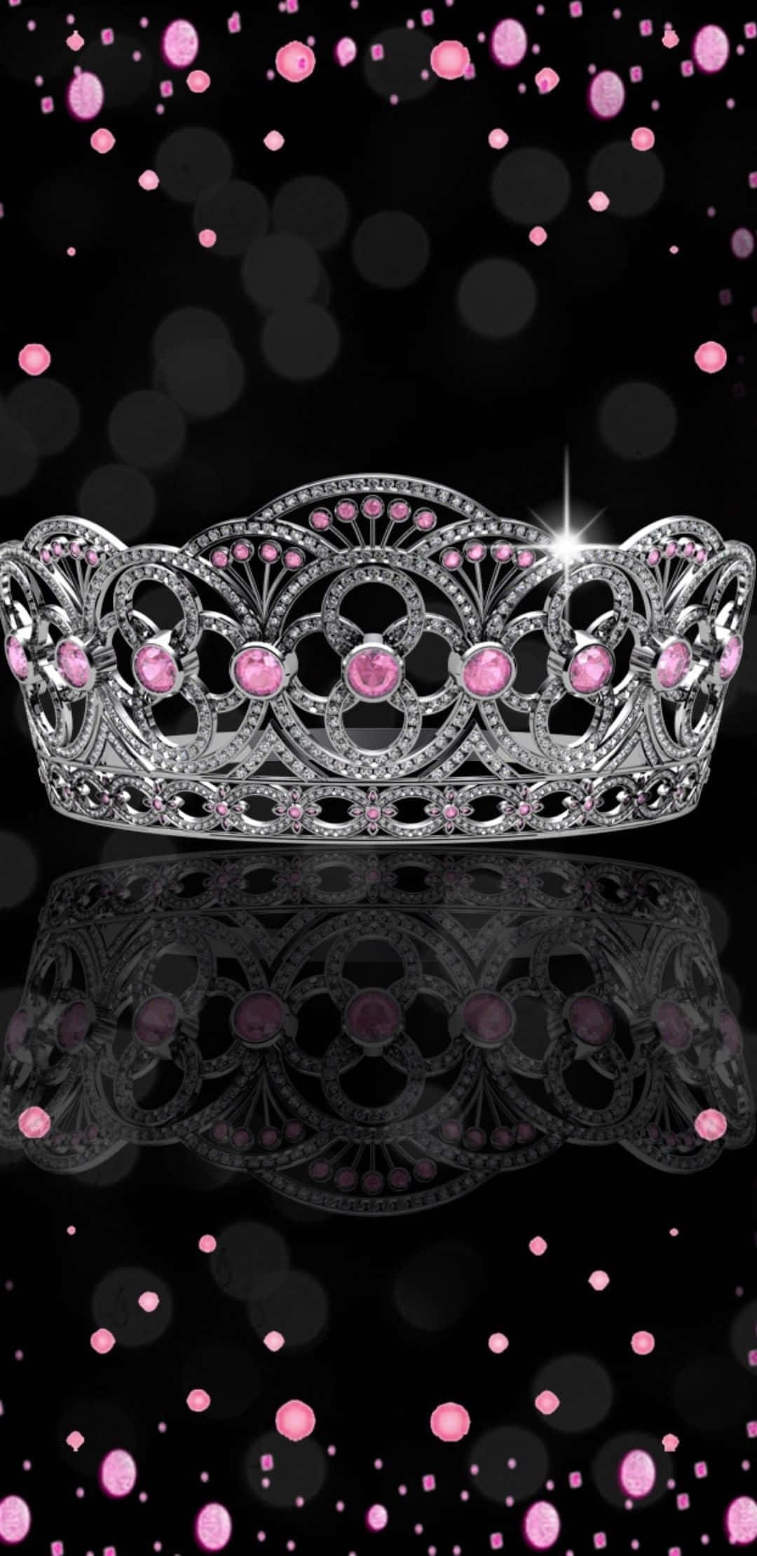 Princess Crown, silver, pink gemstones, Full HD Phone Wallpaper