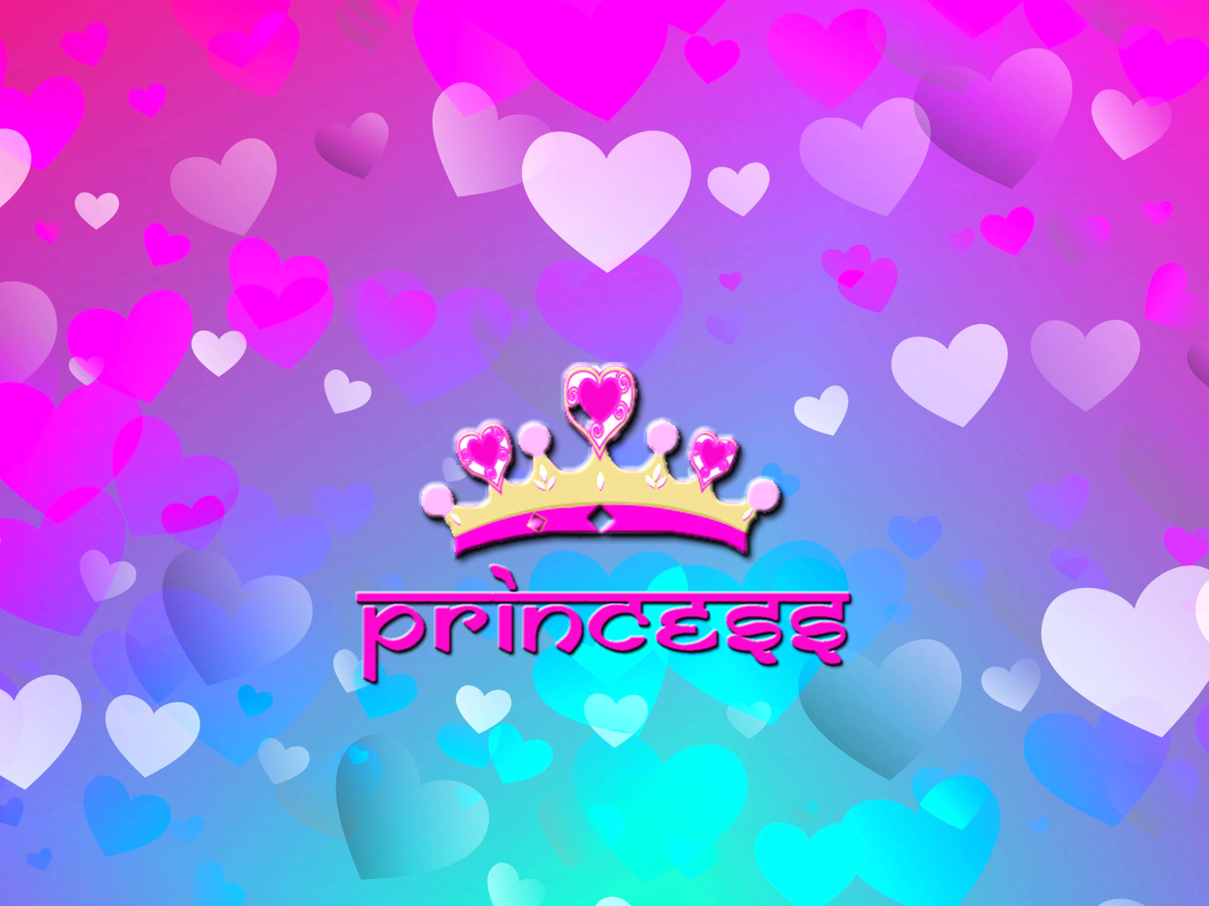 Princess Crown, pink and gold, heart gems, 4K Desktop Wallpaper