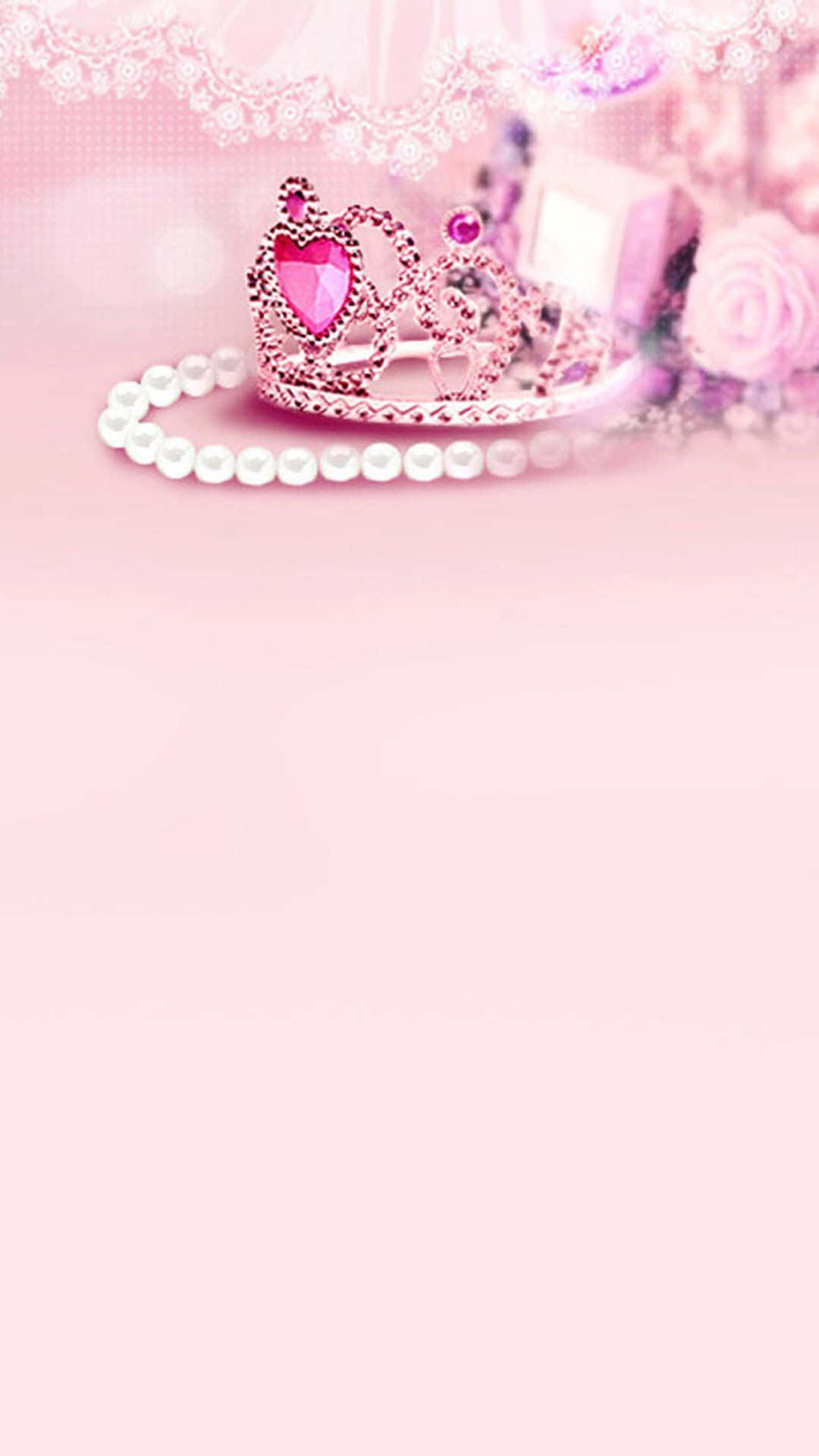 Princess Crown, pink crown, heart gem, Full HD Phone Wallpaper