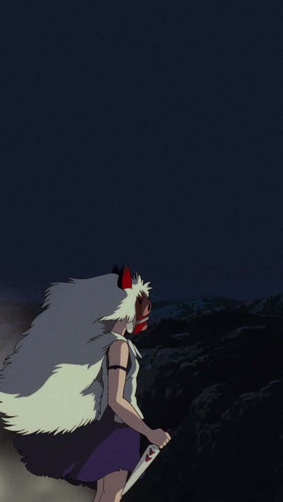 Princess Mononoke, Studio Ghibli, white fox tail, SD Phone Wallpaper