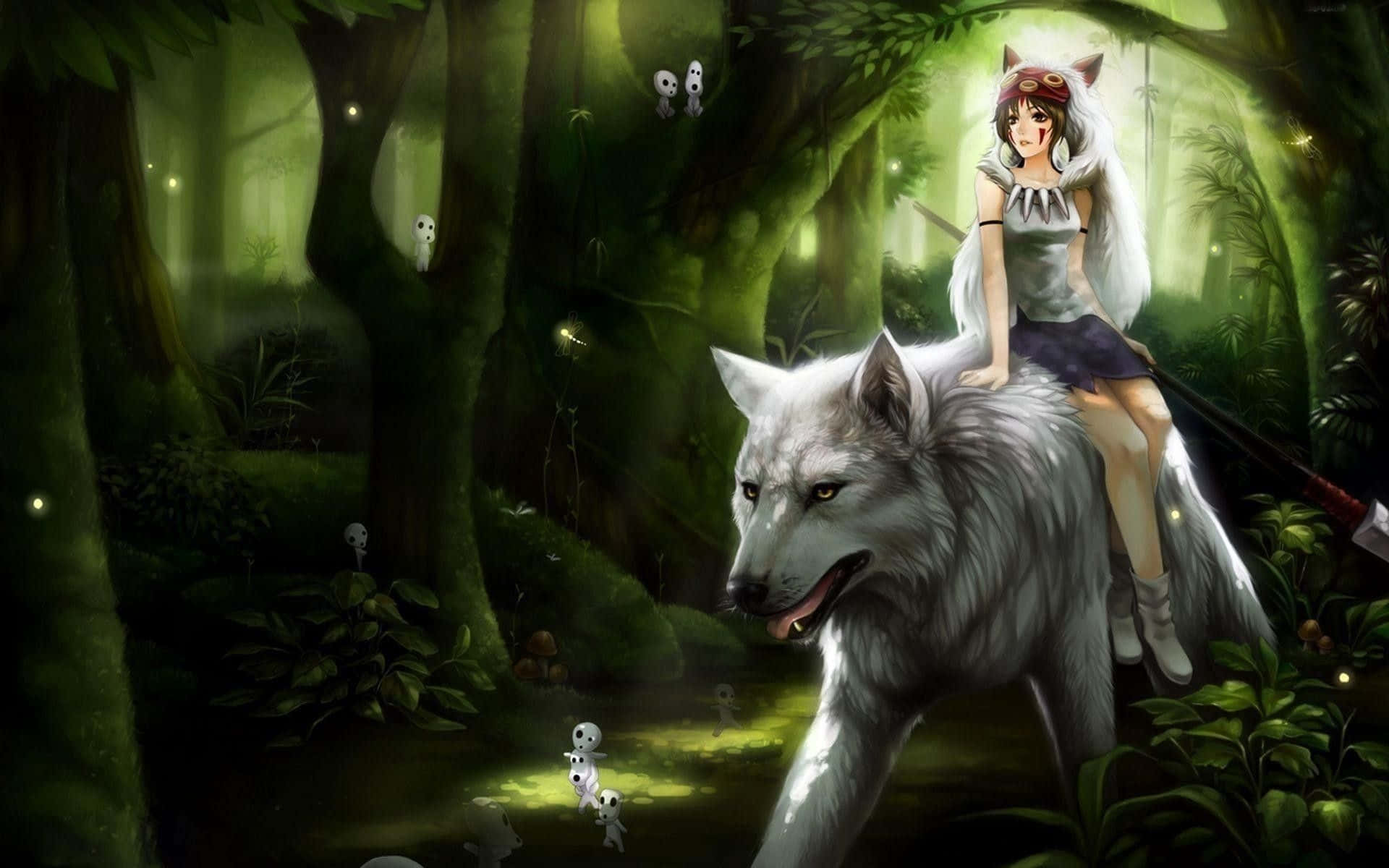 Princess Mononoke, Studio Ghibli, wolf ears, Full HD Desktop Wallpaper