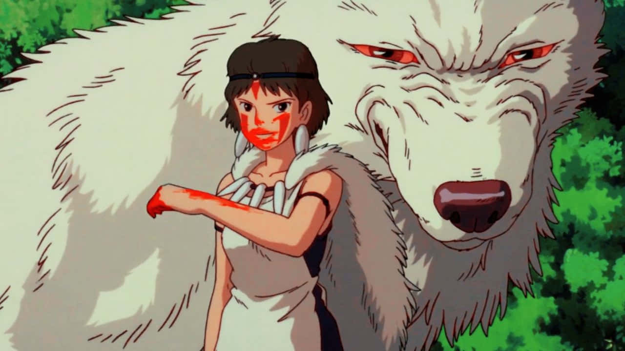 Princess Mononoke, Studio Ghibli, white wolf, HD Desktop Wallpaper