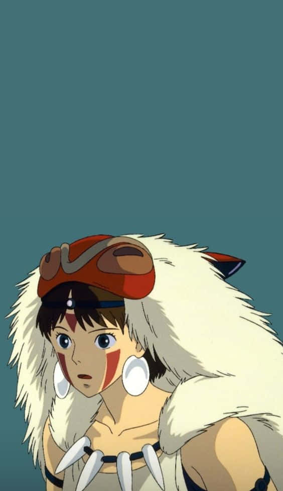 Princess Mononoke, Studio Ghibli, red face paint, SD Phone Wallpaper